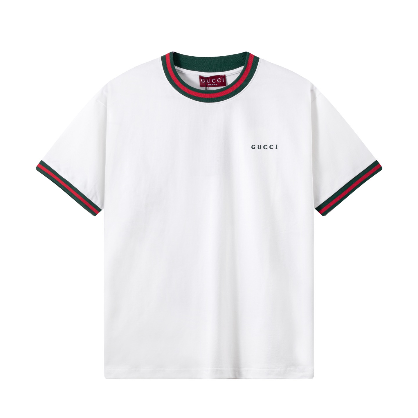 Gucci 高端品质 Gucci古驰刺绣小字母logo圆领拼接短袖，高克重 洗水面料，洗水完280g重， 工艺，宽松版型