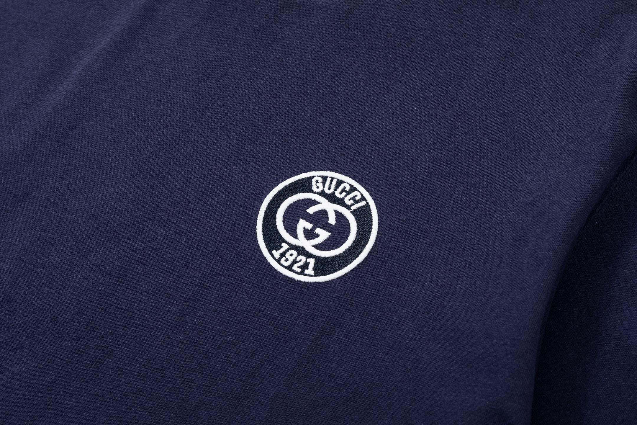 Gucci 高端品质 Gucci古驰1921刺绣小字母logo圆领短袖，高克重 洗水面料，洗水完280g重， 工艺，宽松版型