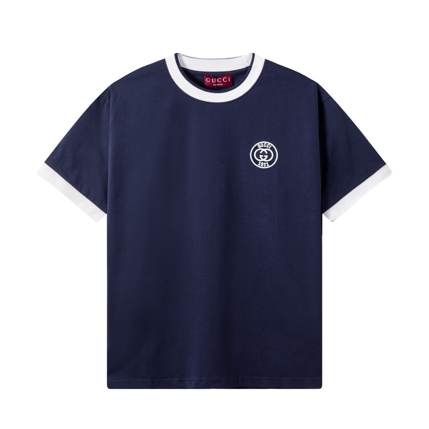 Gucci 高端品质 Gucci古驰1921刺绣小字母logo圆领短袖，高克重 洗水面料，洗水完280g重， 工艺，宽松版型