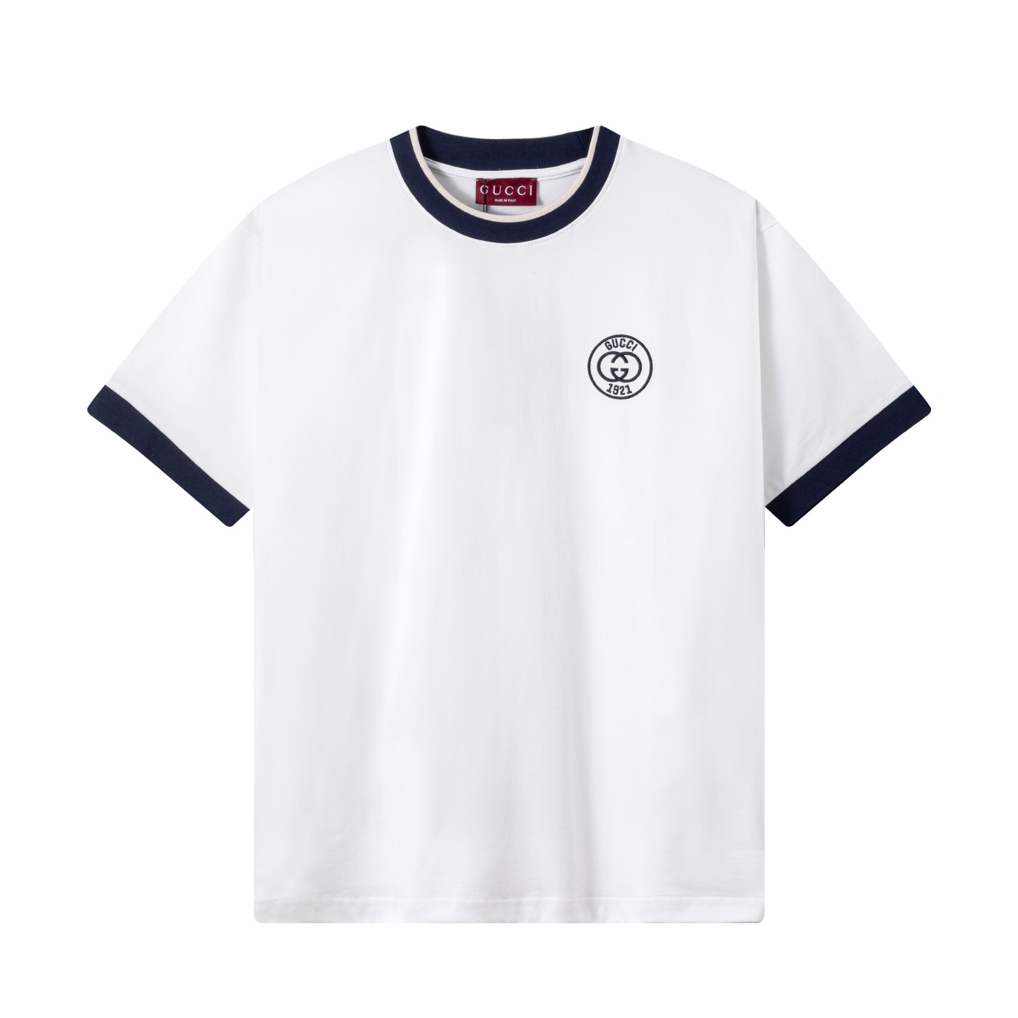 Gucci 高端品质 Gucci古驰1921刺绣小字母logo圆领短袖，高克重 洗水面料，洗水完280g重， 工艺，宽松版型