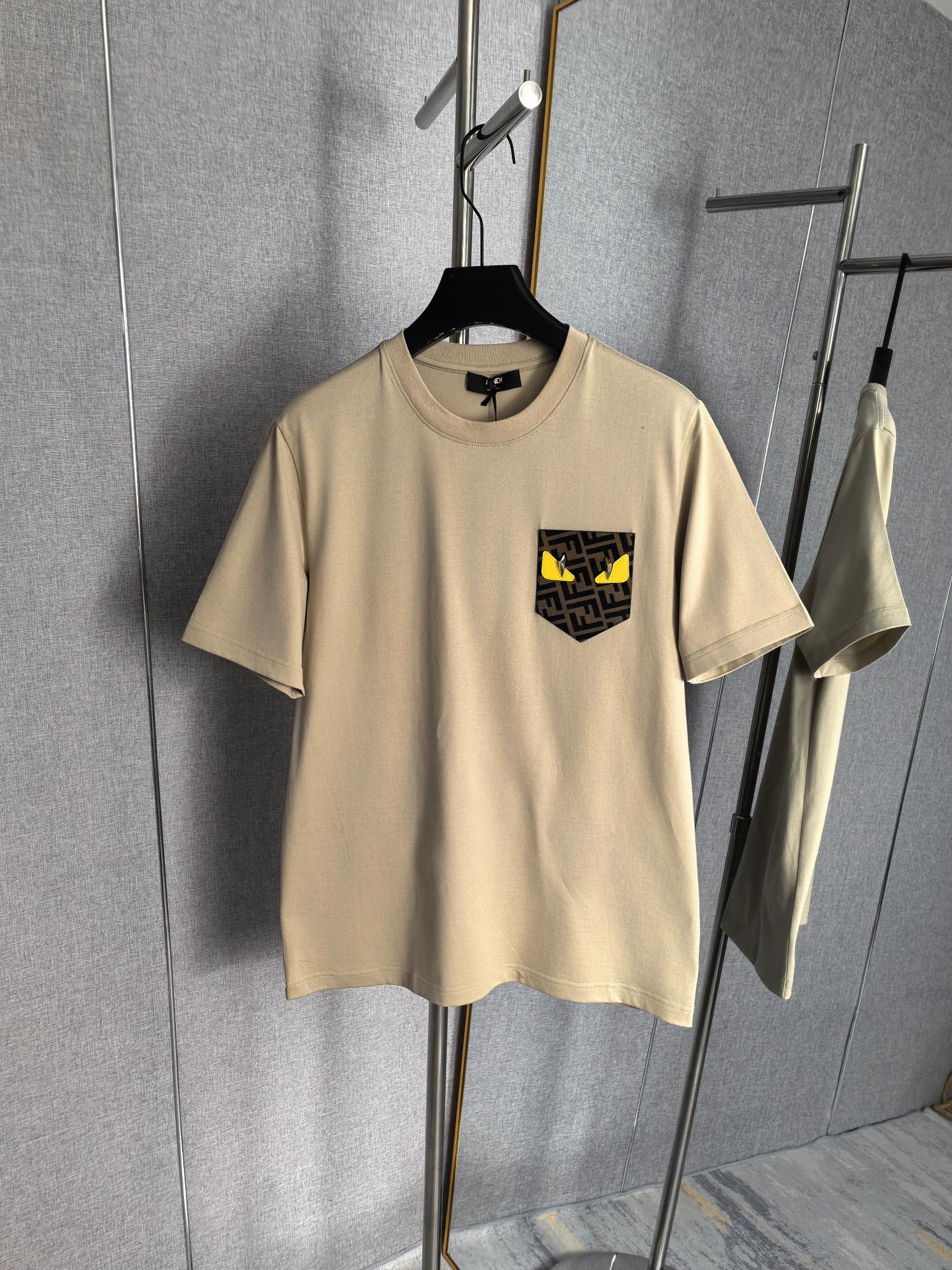 Fendi Fendi芬迪 25ss 小怪兽眼睛FF皮牌口袋短袖