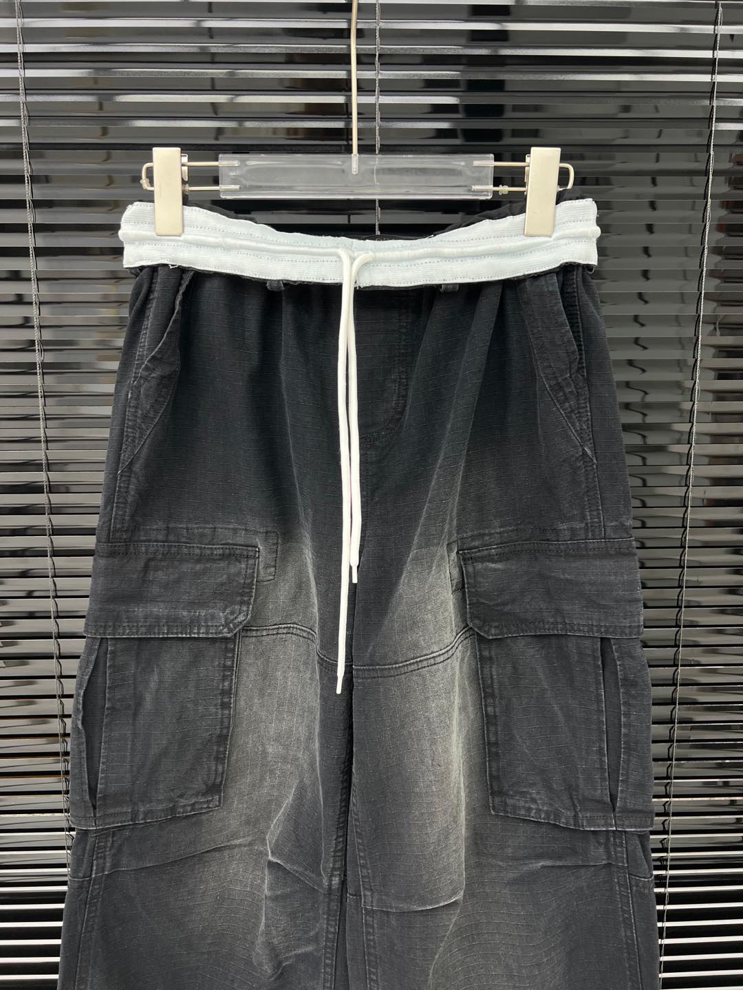 Elastic Waist Drawstring Cargo Pants - Heavy Duty Twill, Unisex Style 3 i1745223850676 5071 0 1