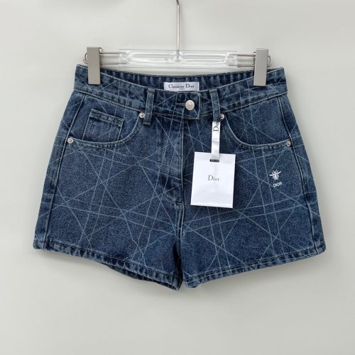 Dior Women's Embroidered Bee Denim Shorts High-Waisted Slim Fit 1 Dior Women's Embroidered Bee Denim Shorts High-Waisted Slim Fit