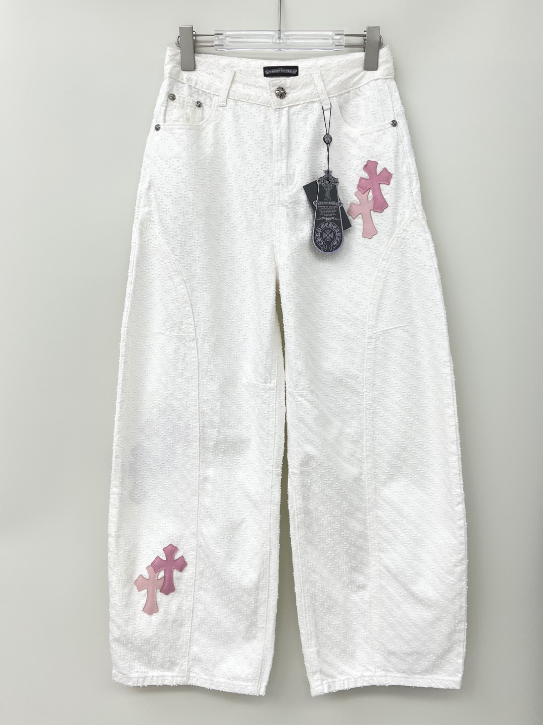 Chrome Hearts Cross Patchwork High-Waisted Wide Leg Jeans - Comfort Fit