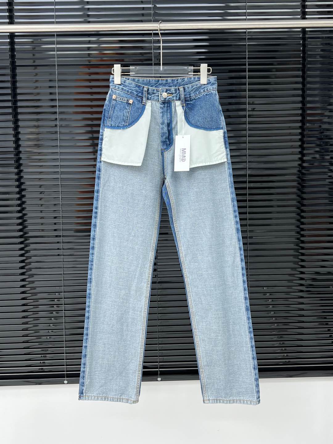 MM6 Maison Margiela Color Block High-Waisted Straight Leg Jeans for Women