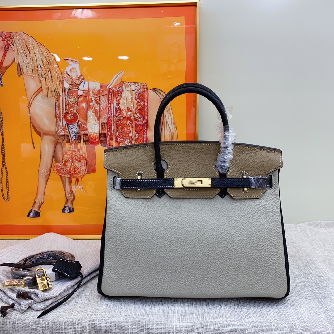 شراء النسخة المتماثلة
 هيرميس Hermes Birkin حقيبة حقيبة يد بلاتينيوم وردة . الذهب الأجهزة جلد البقر موضة مینی