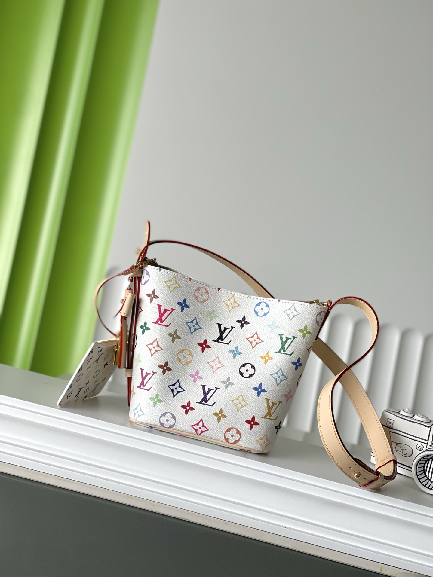 NO:208014,Purchase price M13089 18×16×12 ALL IN BB White Three Color Bucket Pack Top Original Order Change Code Chip, LV [Top Original Order], louis vuitton19860909拿货价 M13089 18×16×12 ALL IN BB 白三彩水桶包 顶级原单 变码芯片,LV【顶级原单】,louis vuitton,Bag