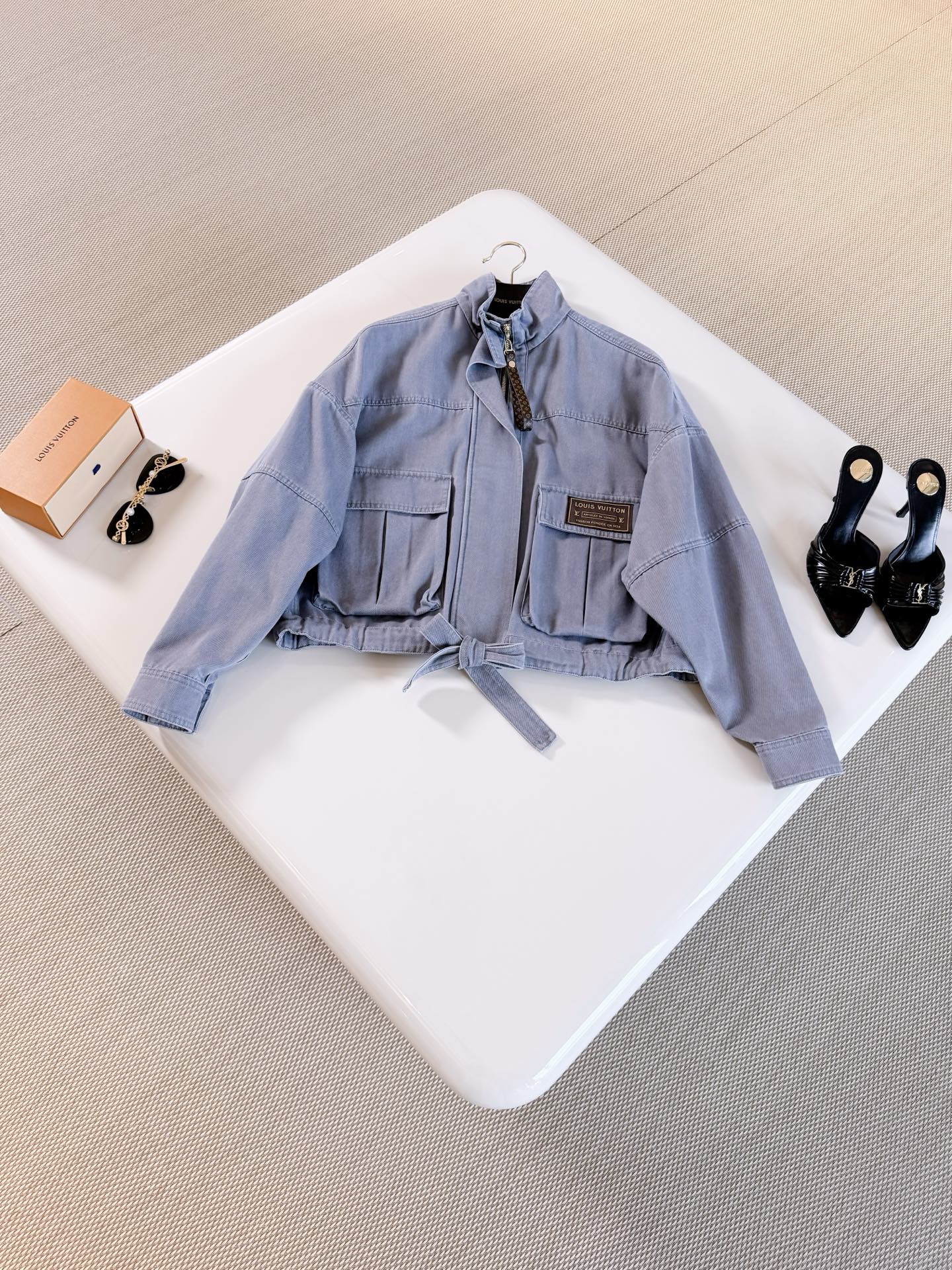 LV Dusty Blue Cropped Two Piece Set
