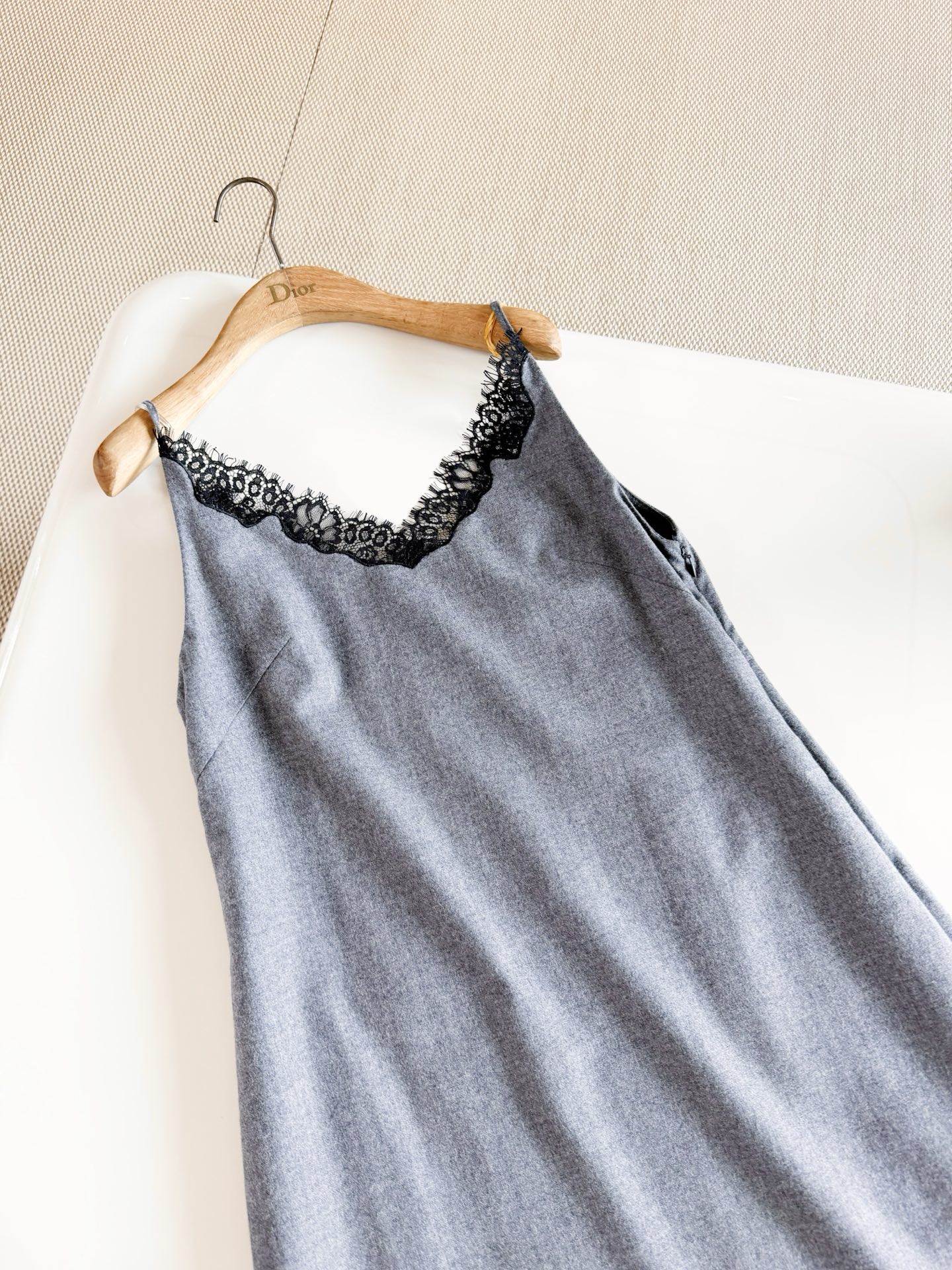  DIOR Lace Trim Slip Midi Dress
