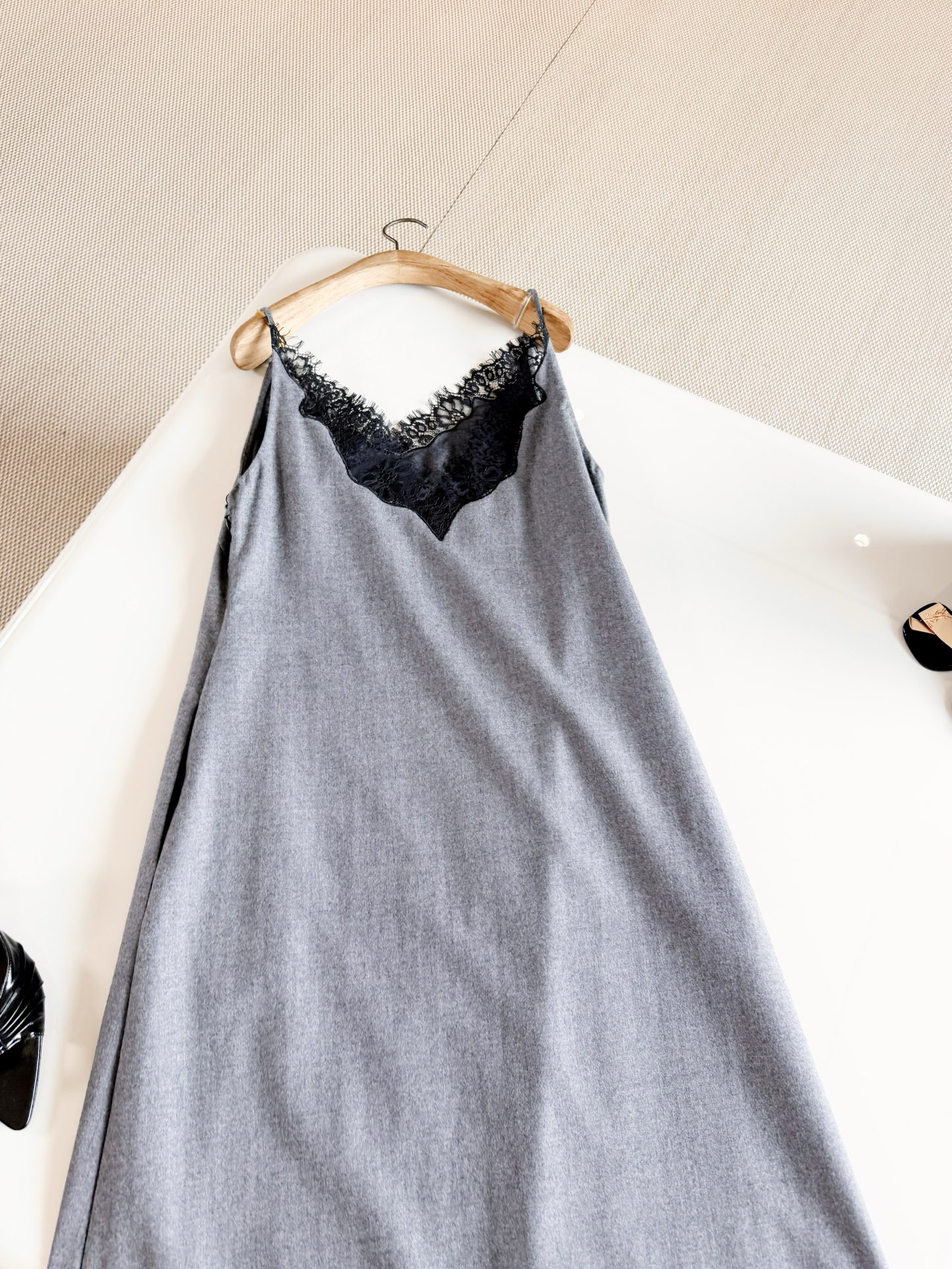  DIOR Lace Trim Slip Midi Dress