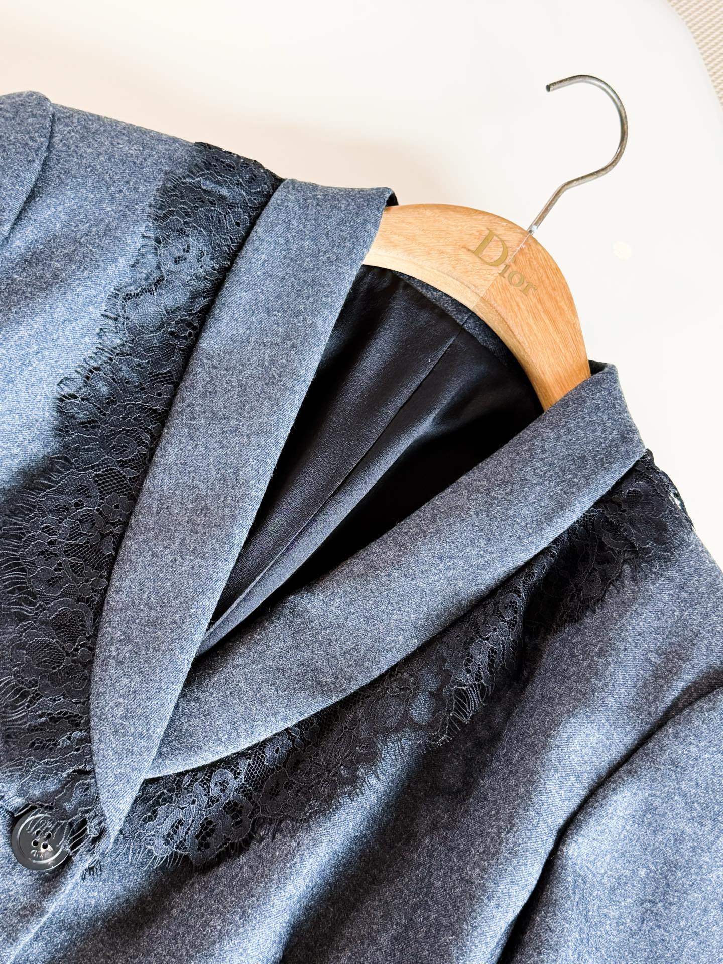  DIOR Lace Trim Blazer Skirt Suit