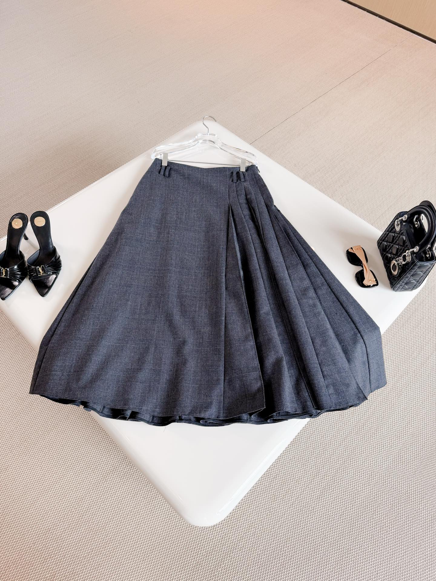 DIOR Wrap Pleated Midi Skirt