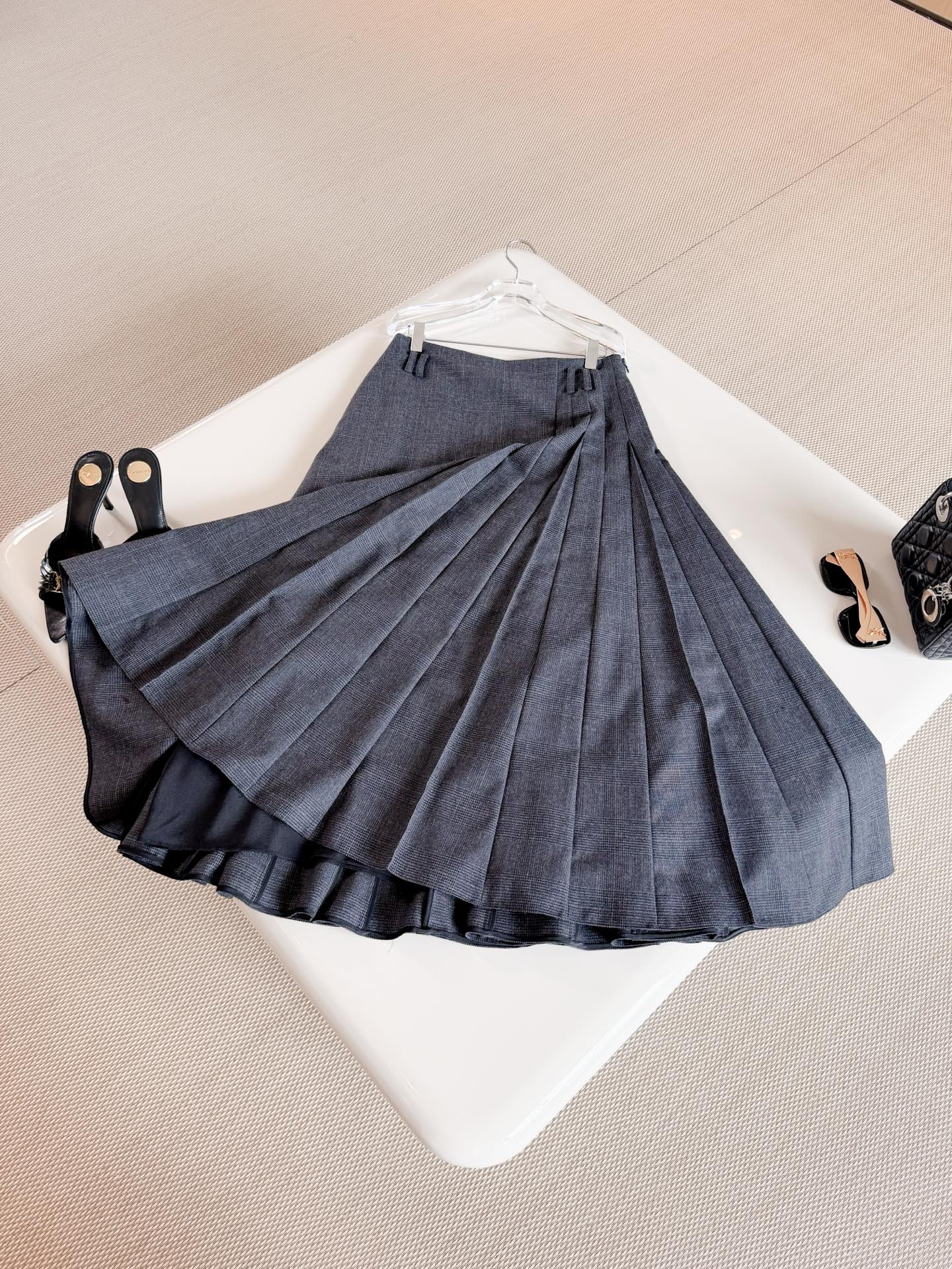 DIOR Wrap Pleated Midi Skirt