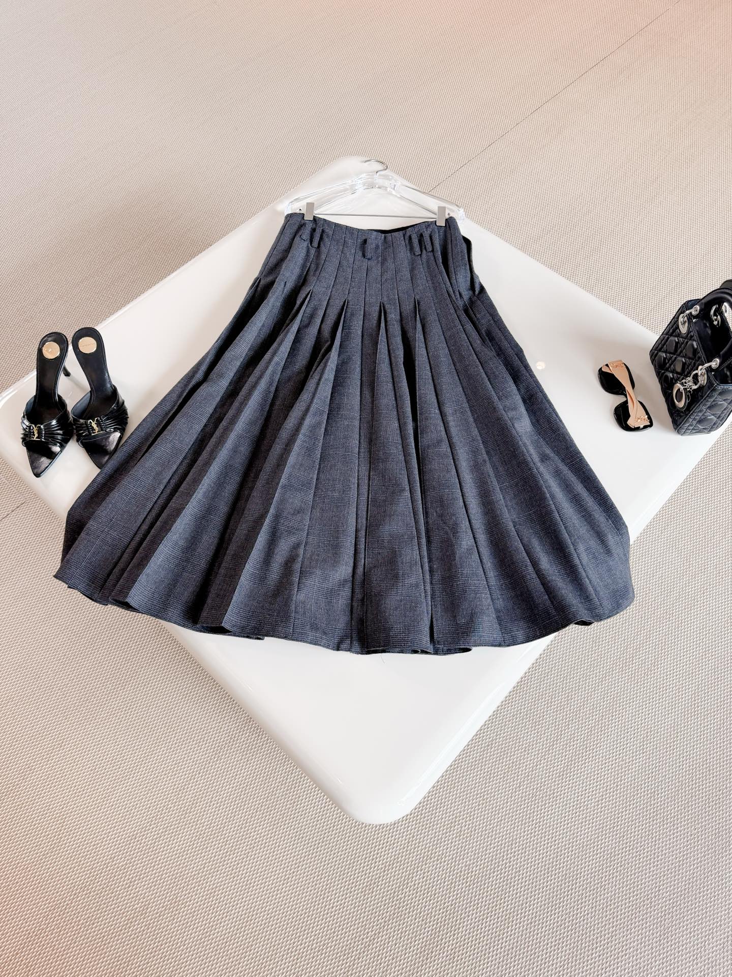 DIOR Wrap Pleated Midi Skirt