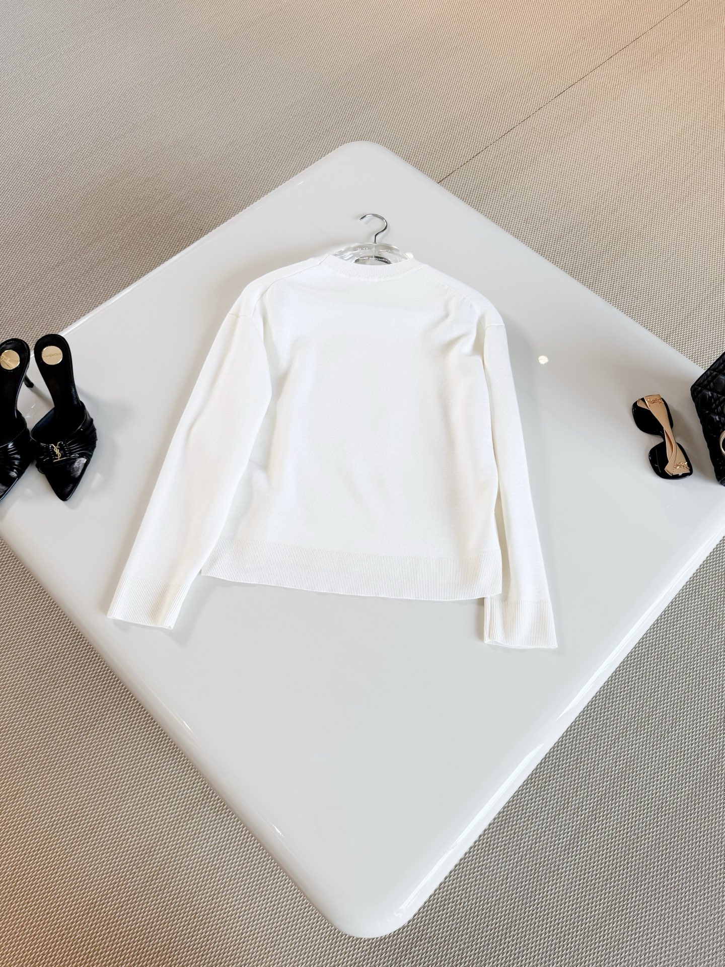  DIOR Badge Patch Embroidery Knit Sweater