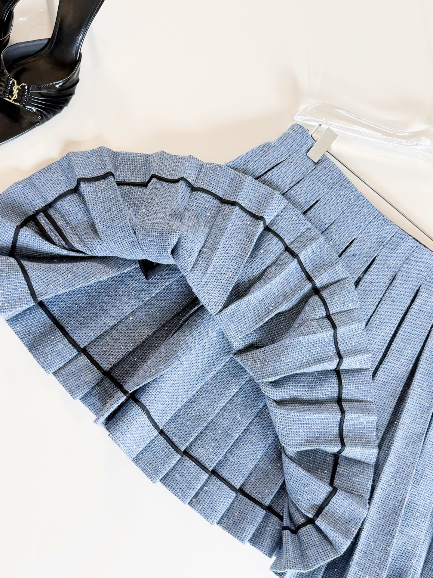 DIOR Sparkle Tweed Pleated Mini Skirt