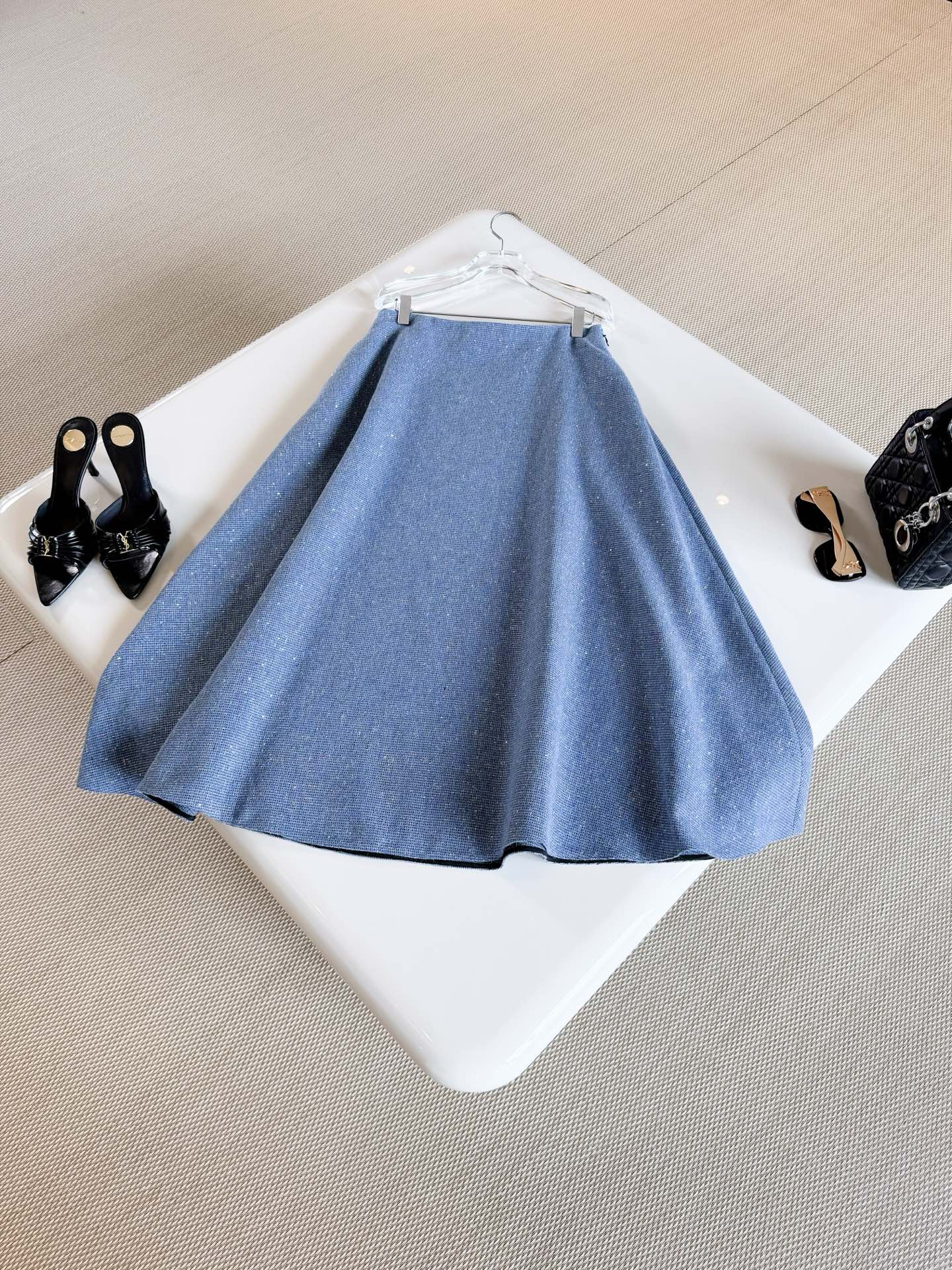 DIOR Sparkle Tweed A-line Midi Skirt