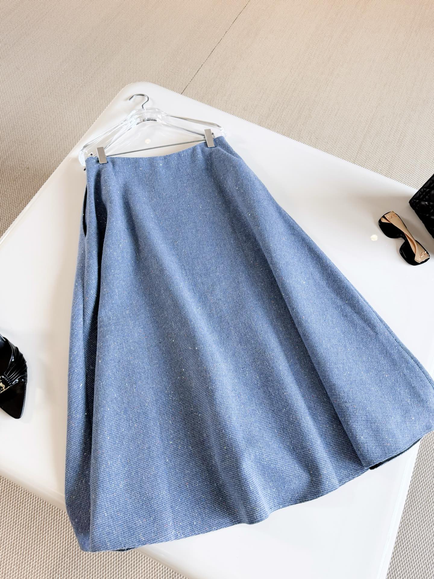 DIOR Sparkle Tweed A-line Midi Skirt