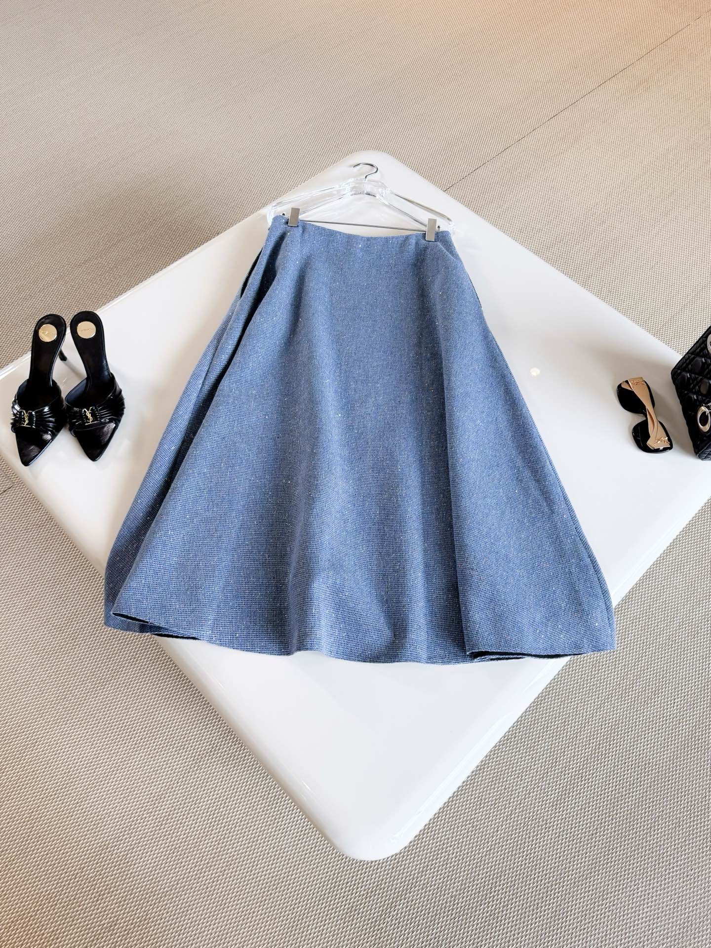 DIOR Sparkle Tweed A-line Midi Skirt