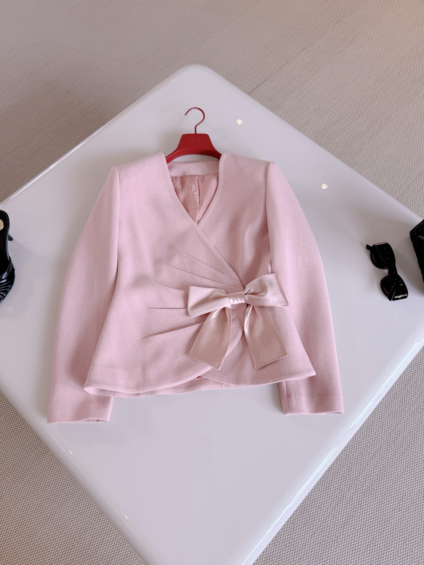 Valentino Pink Bow Detail Coat