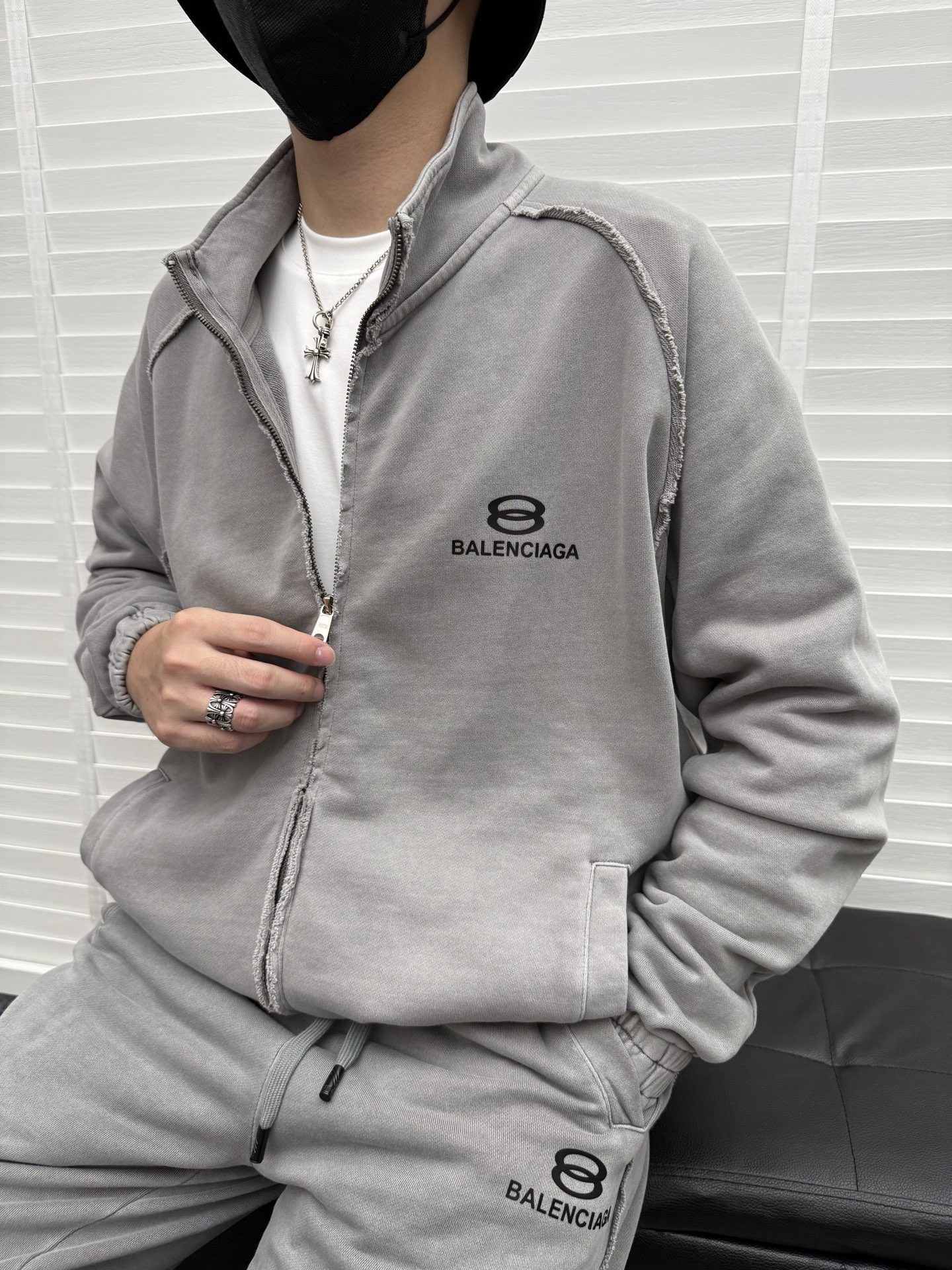 Balenciaga Nieuw Tracksuit Set Grijs Katoen Heren Maat S-XXL
