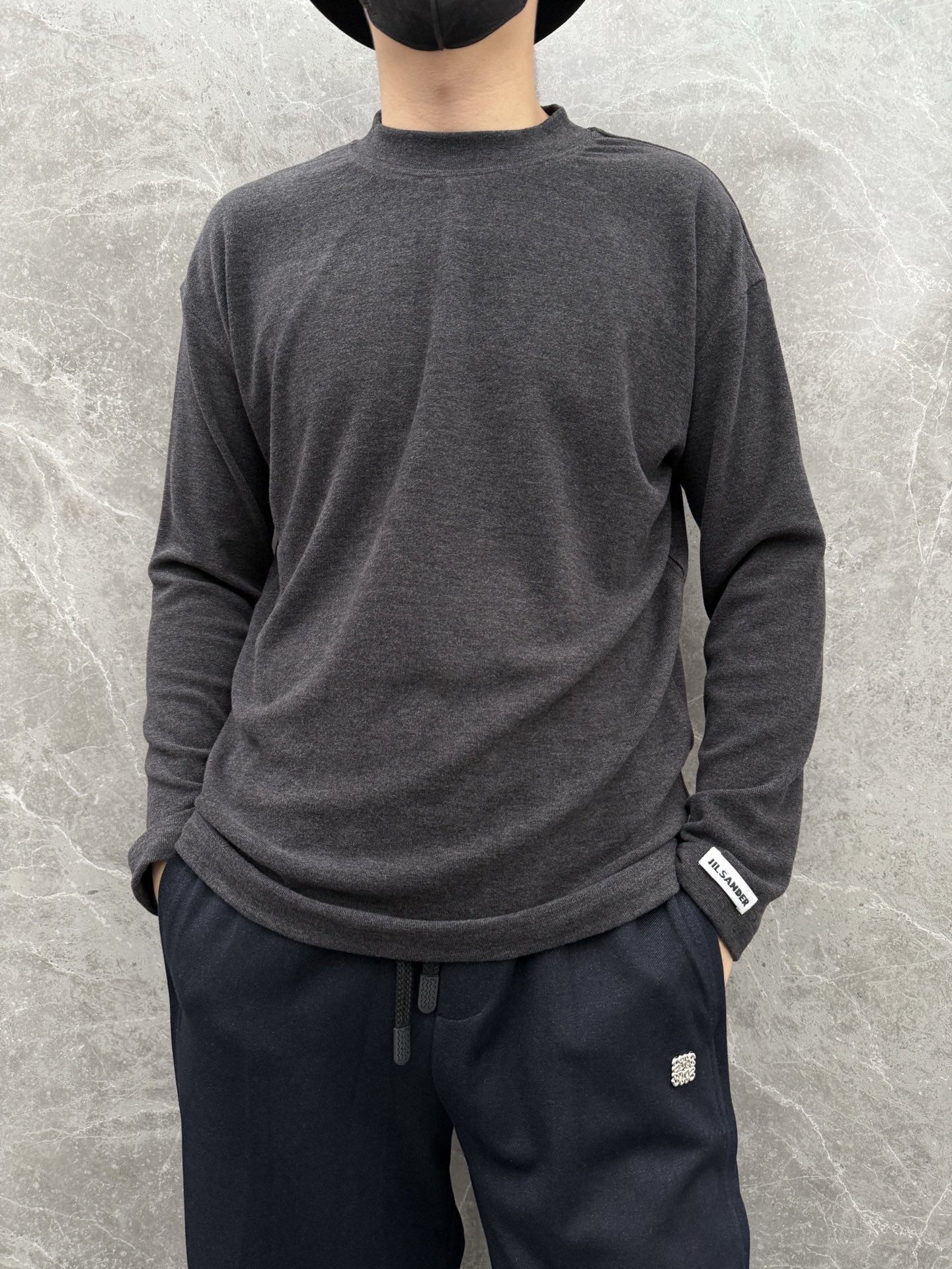 Jil Sander Men's Gray Cotton Long Sleeve Logo T-Shirt,S-XXL 6 i1758034199486 8689 0 8