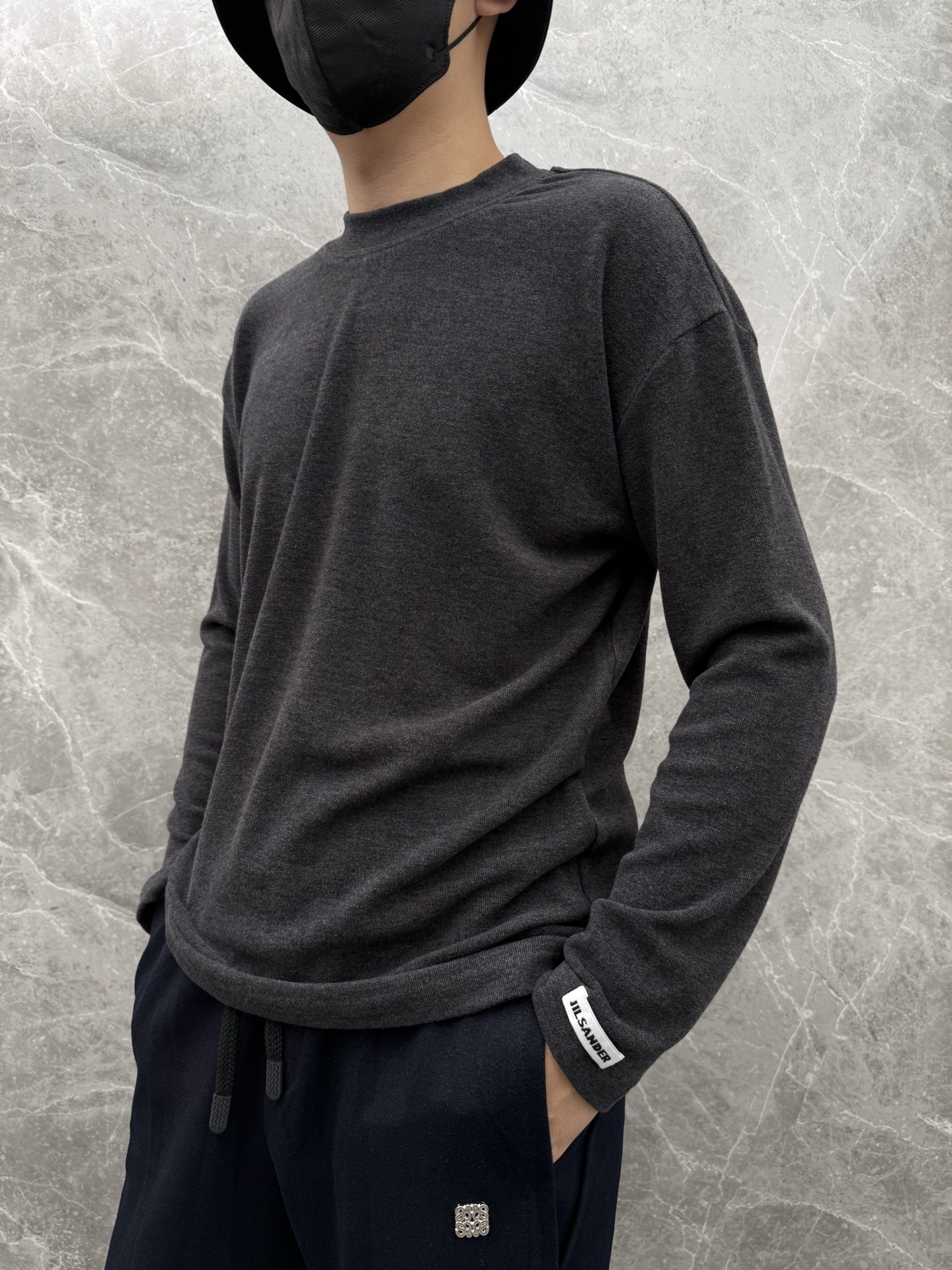 Jil Sander Men's Gray Cotton Long Sleeve Logo T-Shirt,S-XXL 2 i1758034199492 8911 0 7