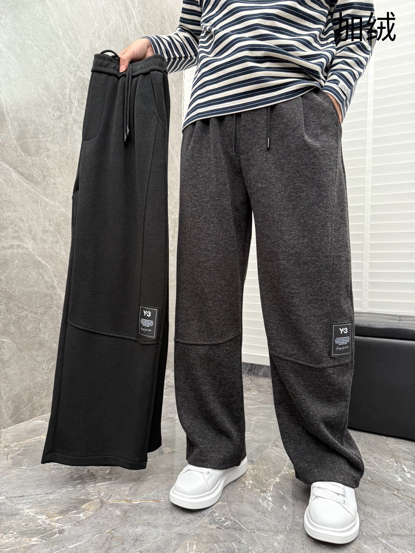 ！ （新出加绒）Y3🌈🌈经典高定新款黑武士风格加绒休闲裤，采用优质兔绒面料，超级亲肤舒适，面料超绝，裤腿