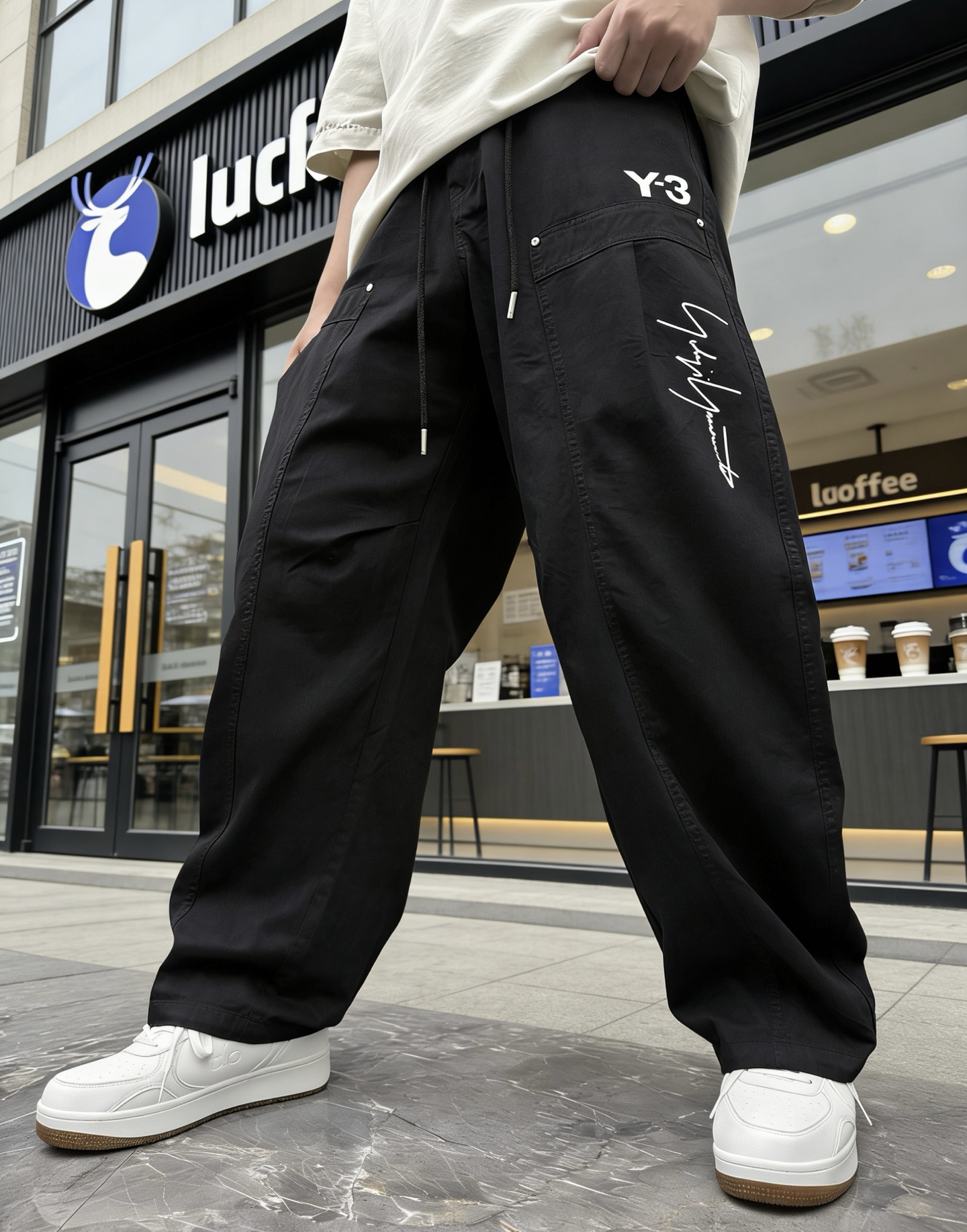 Y3🌈🌈新款春夏休闲裤，进口高定面料，logo签名细节拉满，宽松版型 抽绳松紧腰，面料舒服 穿很合适，不