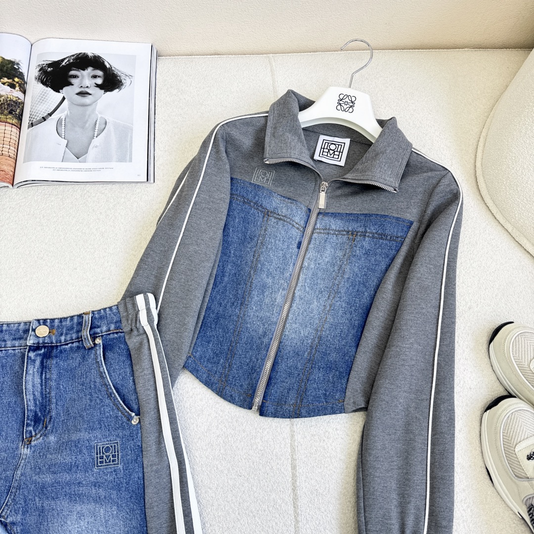 特价🉐️一套❗️现货齐码❗️不退不换❗️时髦套装 Tom 🌾———春夏最新款美式休闲风套装 🖤拼接牛仔立