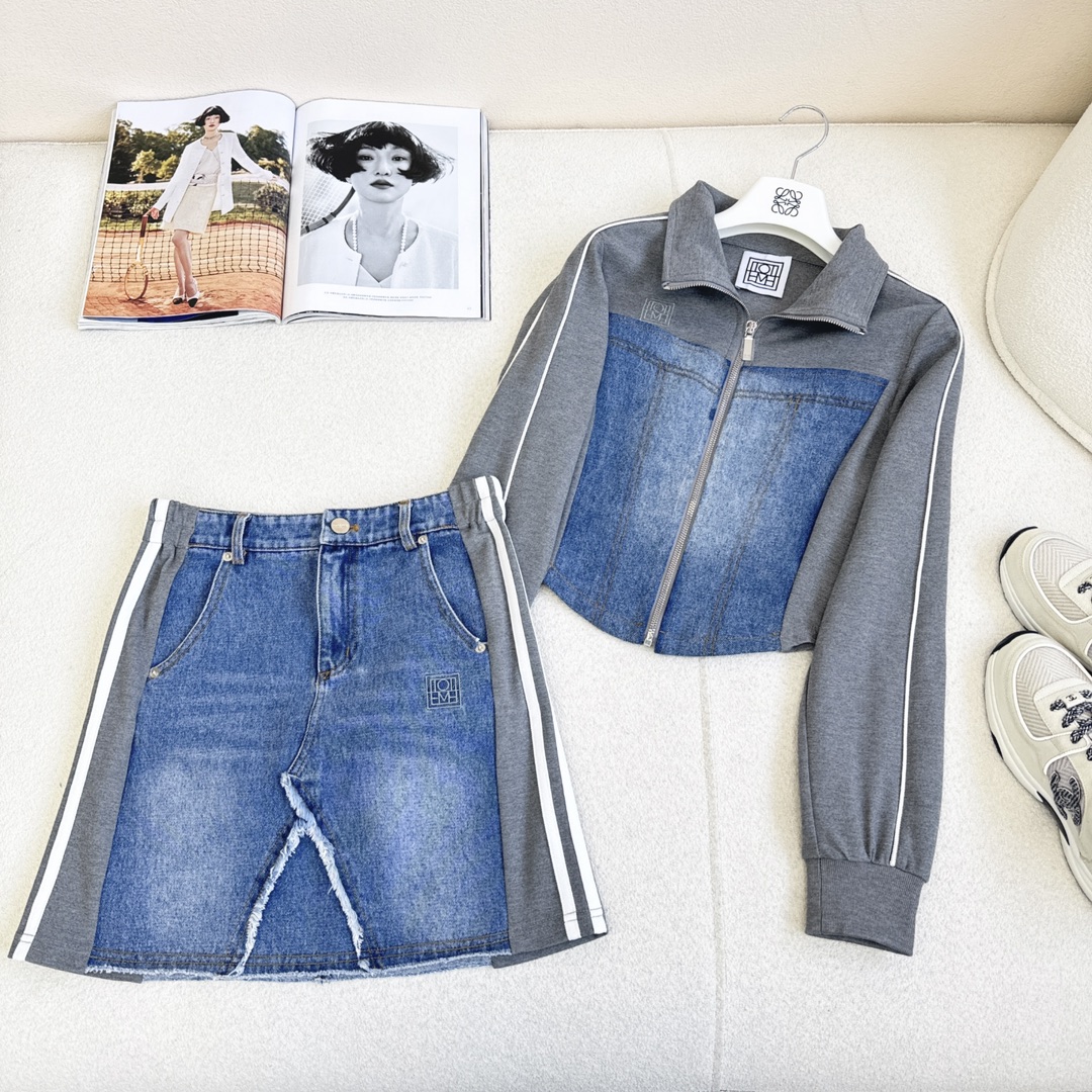 特价🉐️一套❗️现货齐码❗️不退不换❗️时髦套装 Tom 🌾———春夏最新款美式休闲风套装 🖤拼接牛仔立