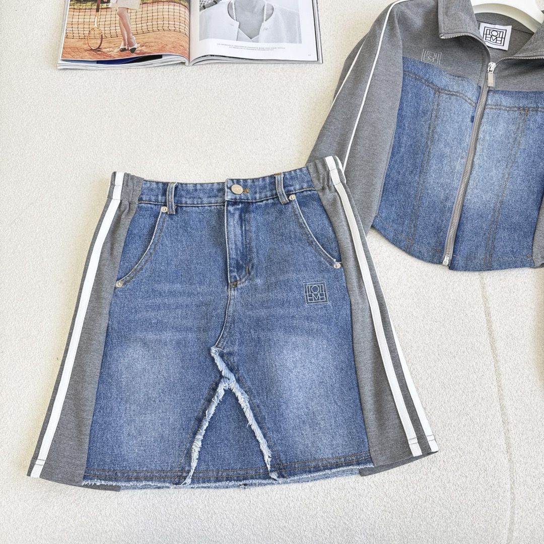 特价🉐️一套❗️现货齐码❗️不退不换❗️时髦套装 Tom 🌾———春夏最新款美式休闲风套装 🖤拼接牛仔立