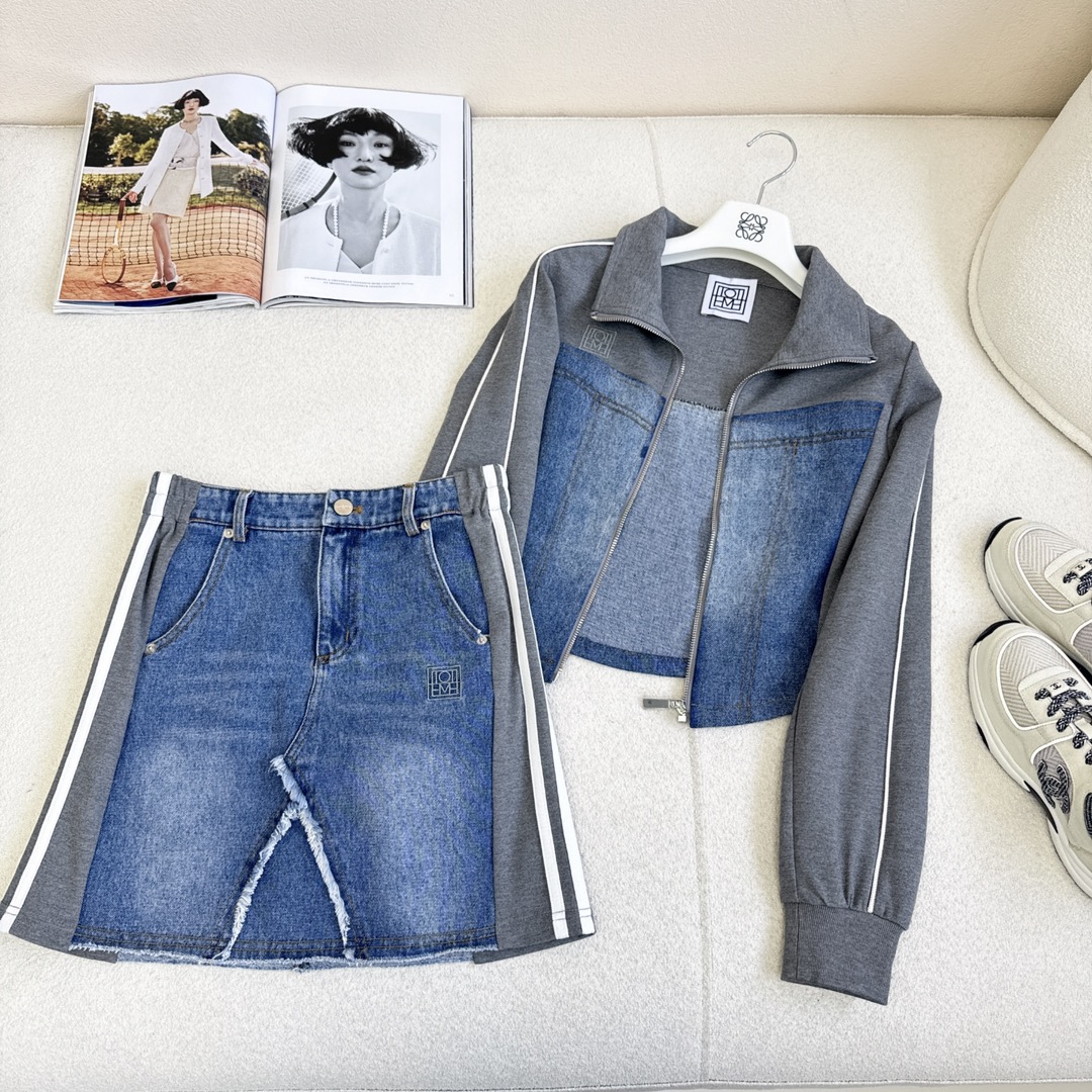 特价🉐️一套❗️现货齐码❗️不退不换❗️时髦套装 Tom 🌾———春夏最新款美式休闲风套装 🖤拼接牛仔立