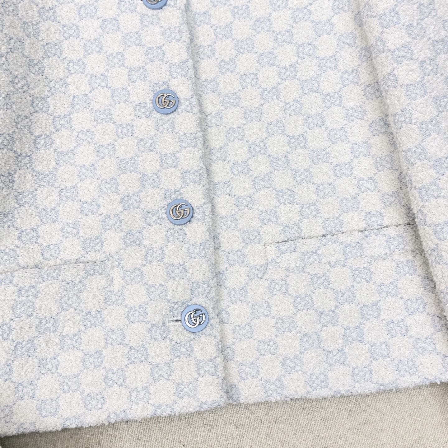 Luxurious GG Metal Coat Dress: Autumn/Winter Bouquet Crotch Design in Blue Fabric - 图片 5