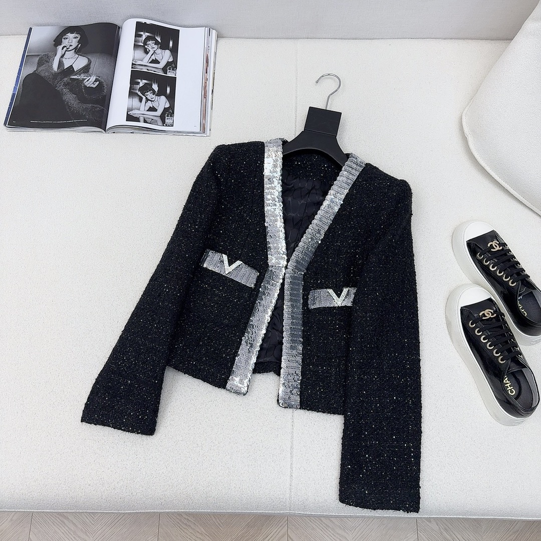 VLTN Tweed Jacket Women's Sequin Embroidery Cropped Coat 2 i1754843393359 9604 0 0