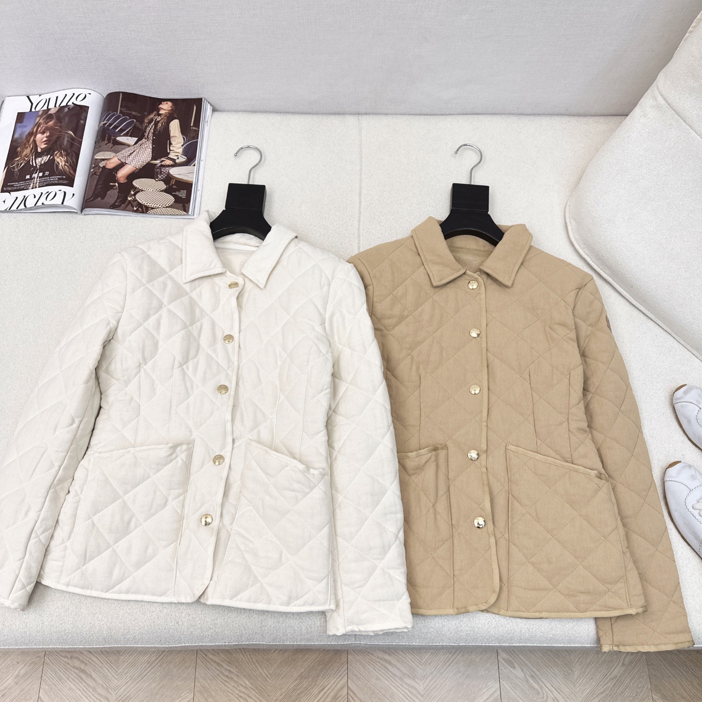 爆单款推荐 Mc 25Ss————秋冬最新款菱形绗缝夹棉修身棉服小外套🤎气质翻领双口袋修身设计 减龄少女