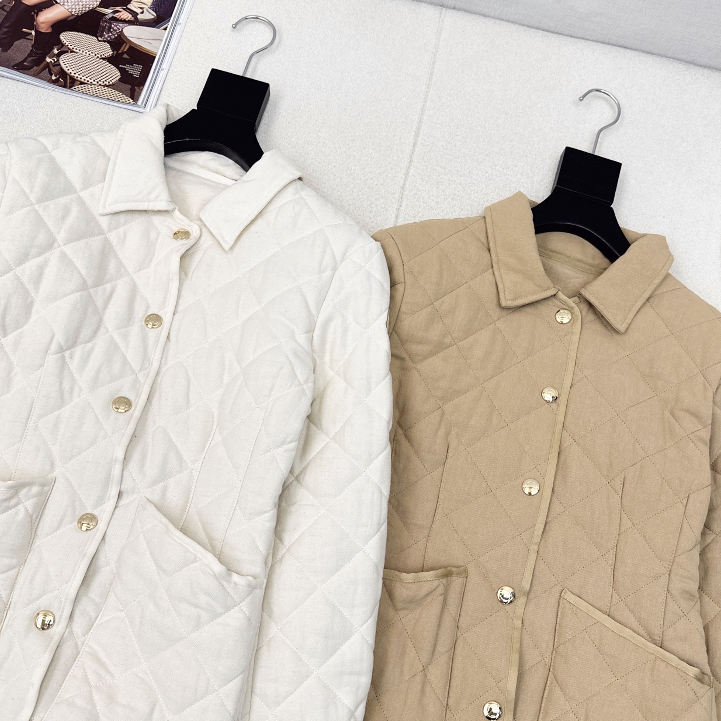 爆单款推荐 Mc 25Ss————秋冬最新款菱形绗缝夹棉修身棉服小外套🤎气质翻领双口袋修身设计 减龄少女