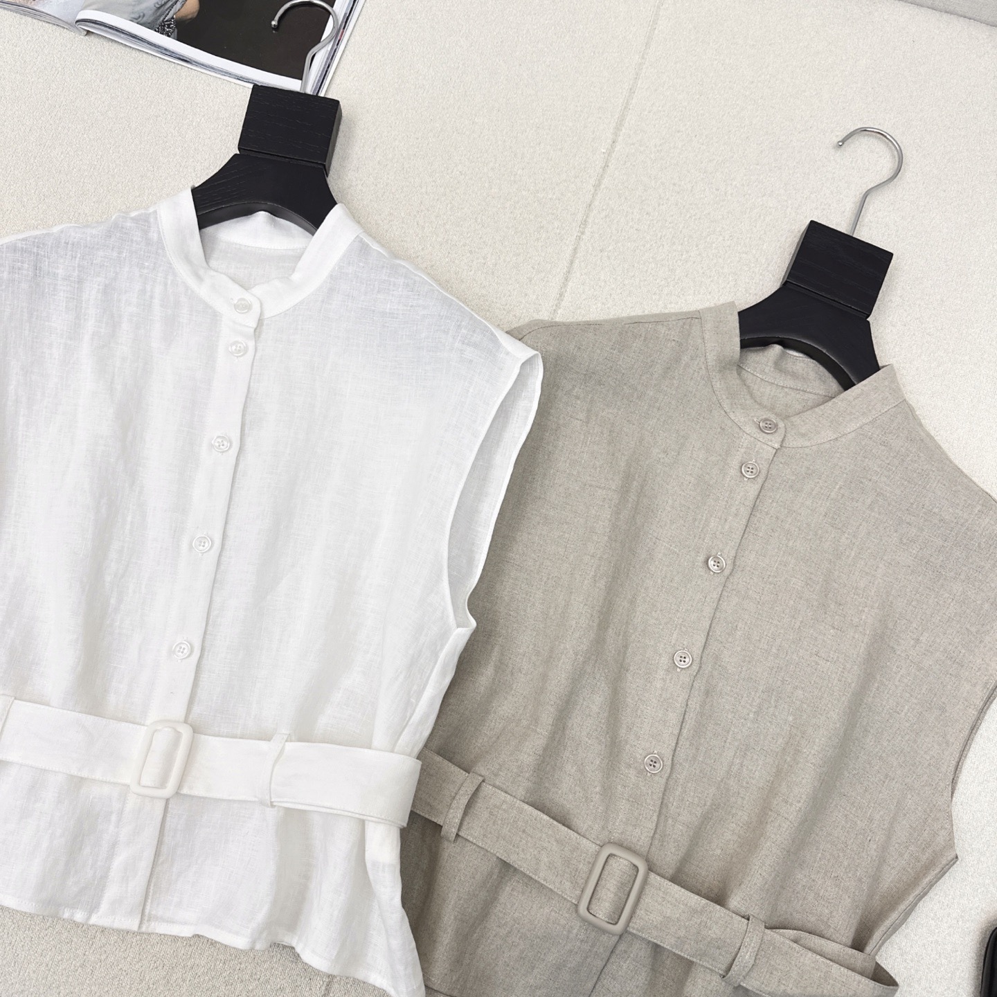 “Stylish Linen Line for Women: Short-Sleeved Shirts with Large Shoulder Sleeves” - 图片 2