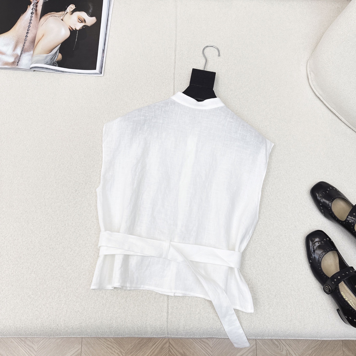 “Stylish Linen Line for Women: Short-Sleeved Shirts with Large Shoulder Sleeves” - 图片 8
