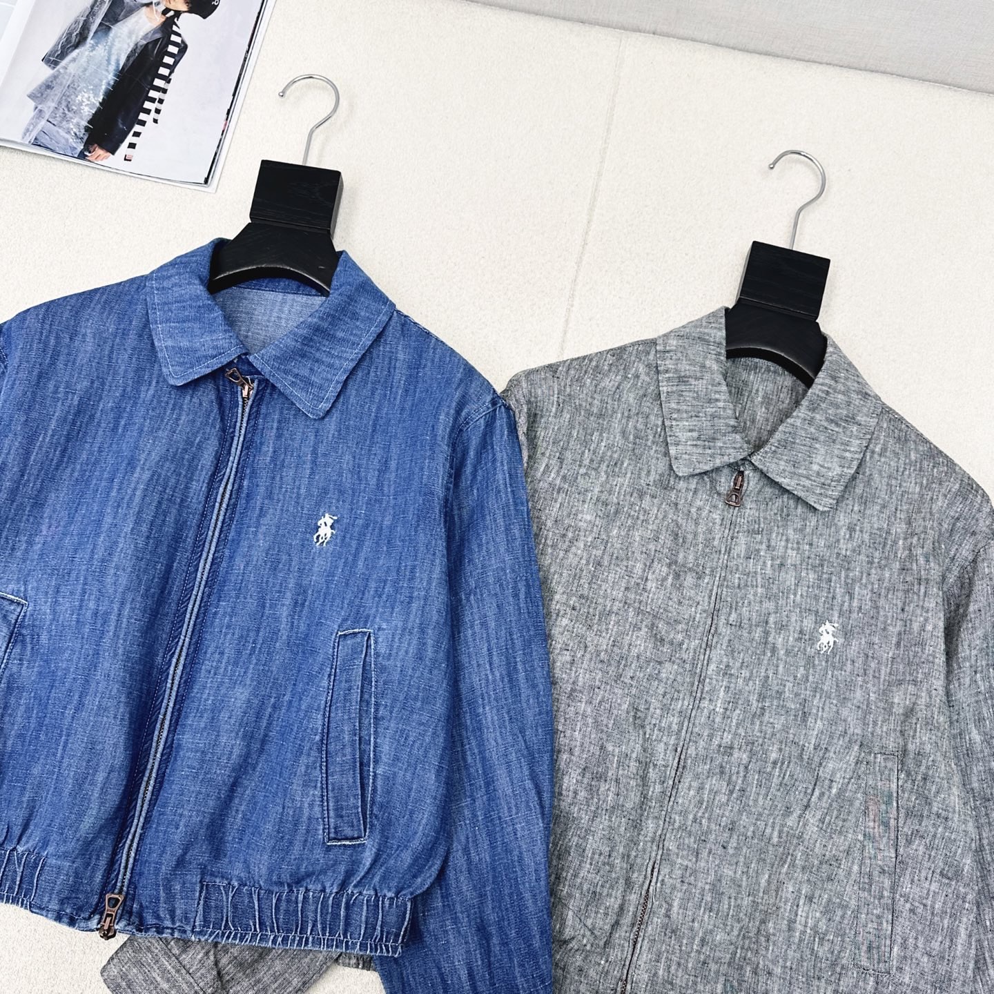 “Women’s Fashion Suit RL 25Ss: Blue and Gray with Embroidery, Autumn Jacket, Classic Style” - 图片 2