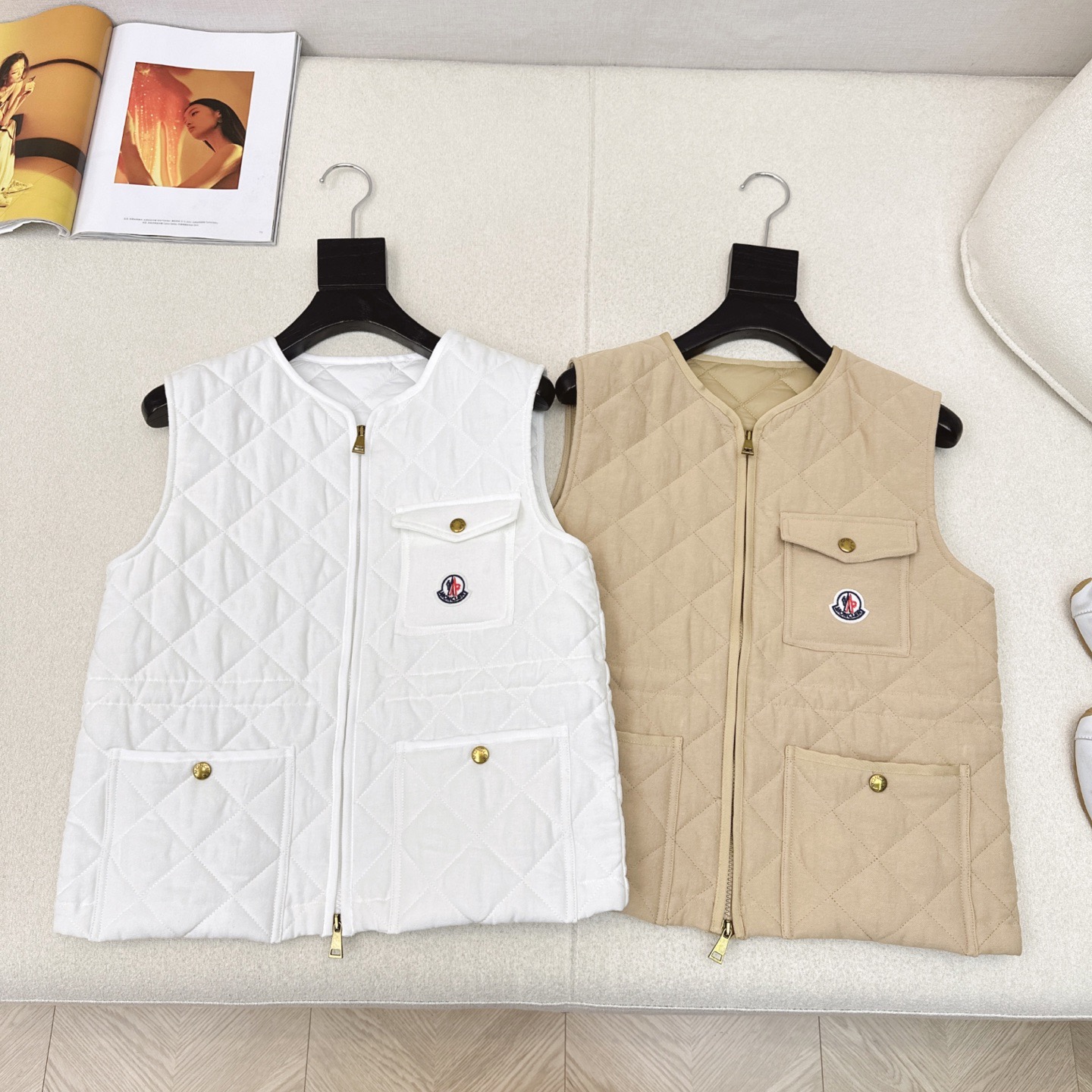 MC 25Ss————秋冬最新款菱形绗缝夹棉无袖马甲🤍定制亚麻面料 yb一致 进口机压线格工艺对格立体剪