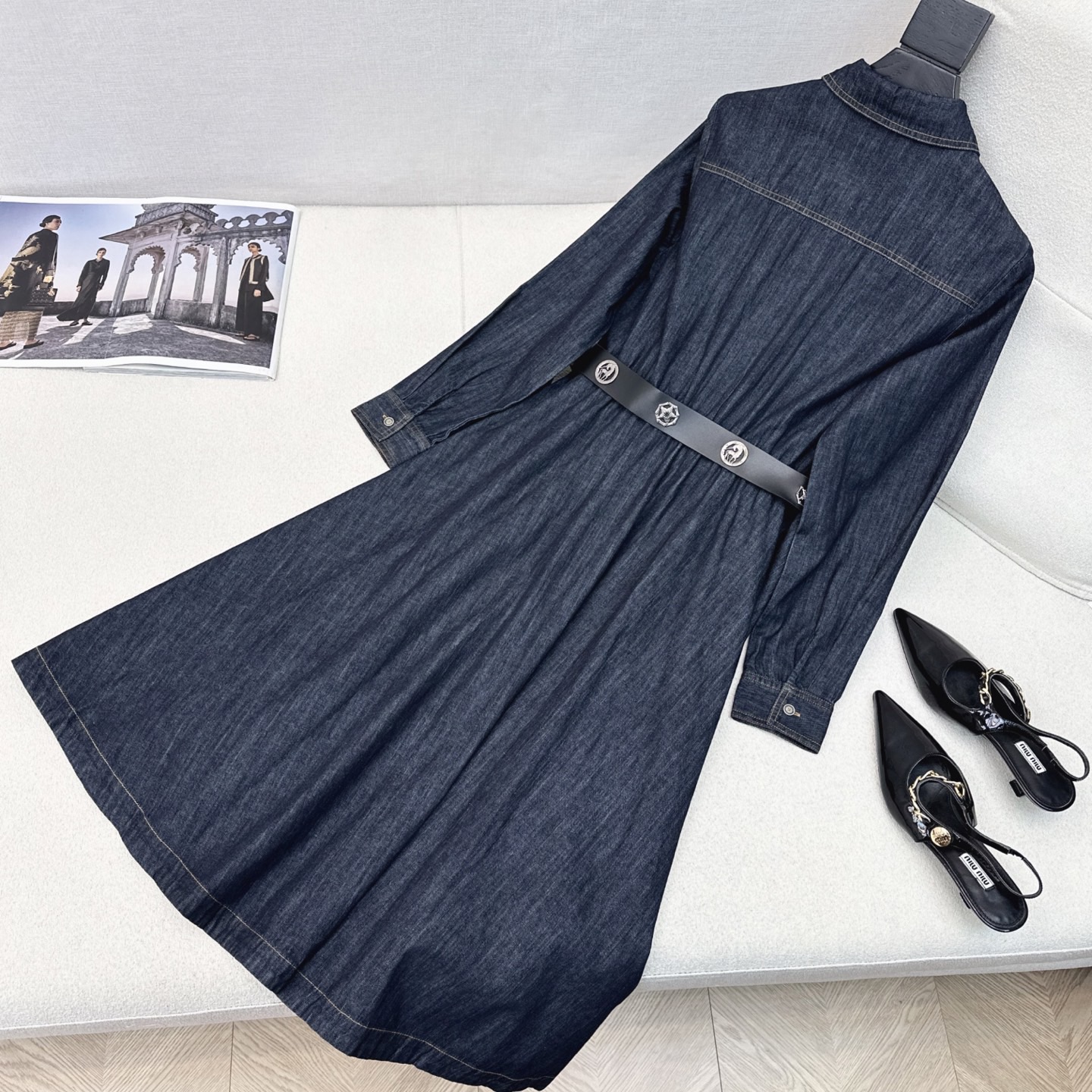 独家首发 CD 25Ss————春夏最新款长款牛仔连衣裙 🖤定制牛仔材质 复古洗水色系质感挺括有型 搭配