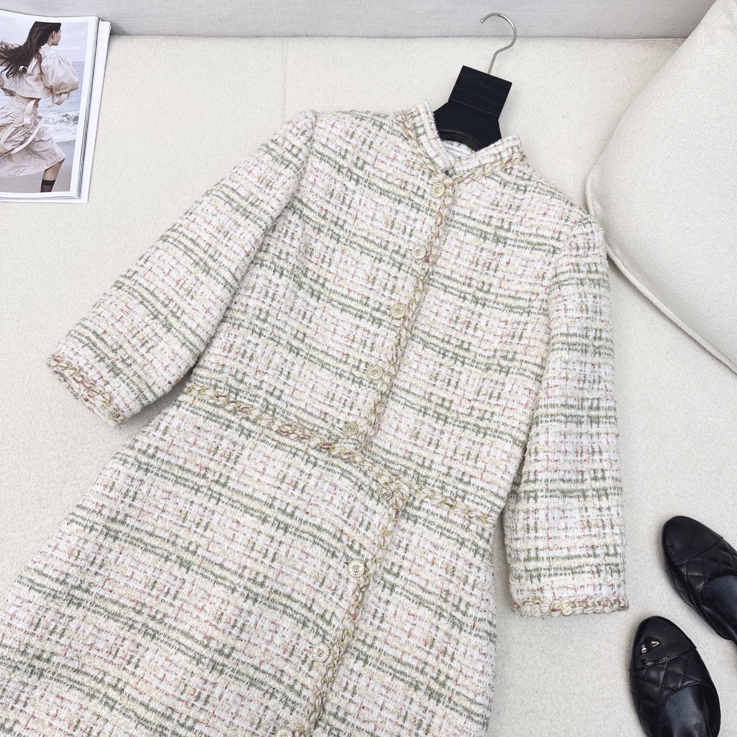 C家 25Ss————秋冬最新款编织马立领连衣裙💛本季最佳必入绝绝子 定制特种纱编织软花呢面料 纯手工交