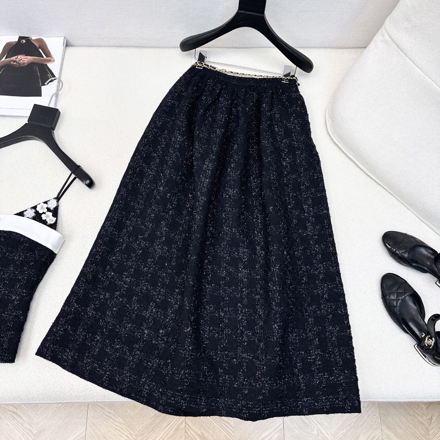 特价🉐️ ❗️现货齐码❗️不退不换❗️只有半裙❗️独家款 C家 25Ss————春夏最新款亮片编织套装🖤