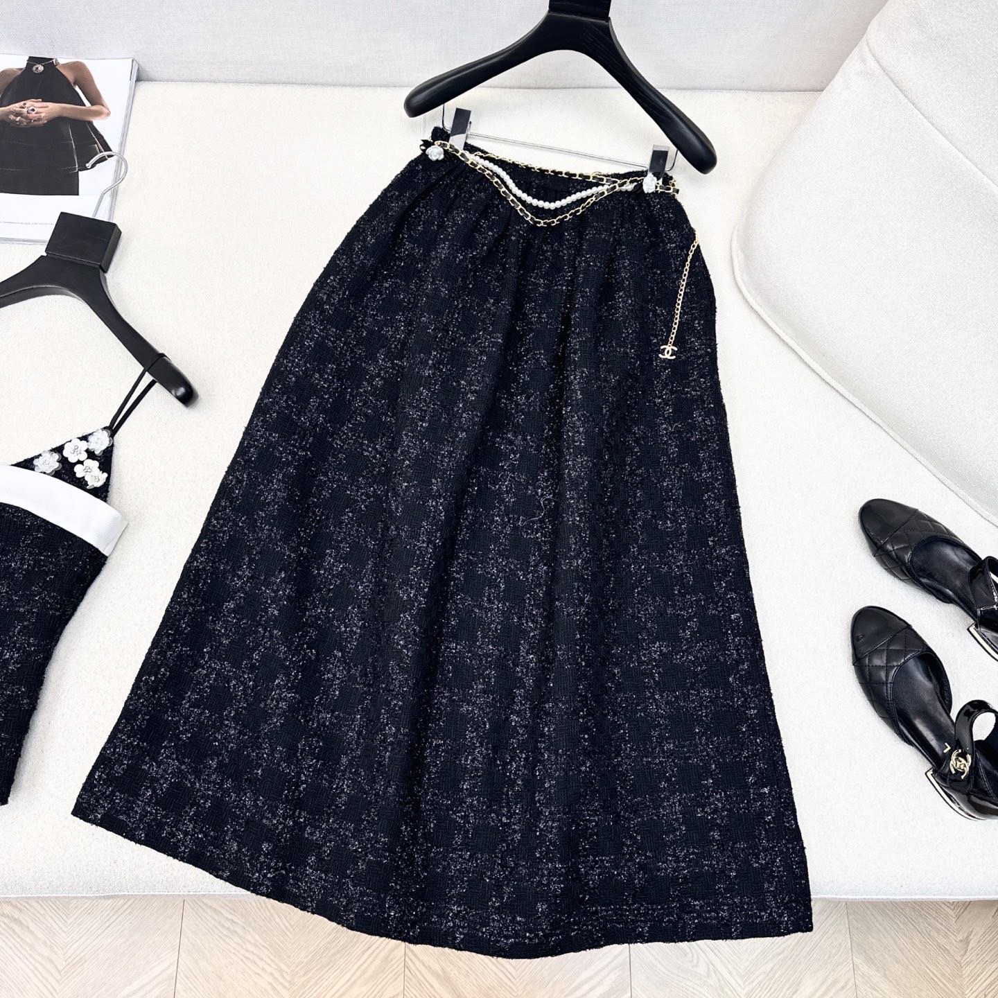 特价🉐️ ❗️现货齐码❗️不退不换❗️只有半裙❗️独家款 C家 25Ss————春夏最新款亮片编织套装🖤