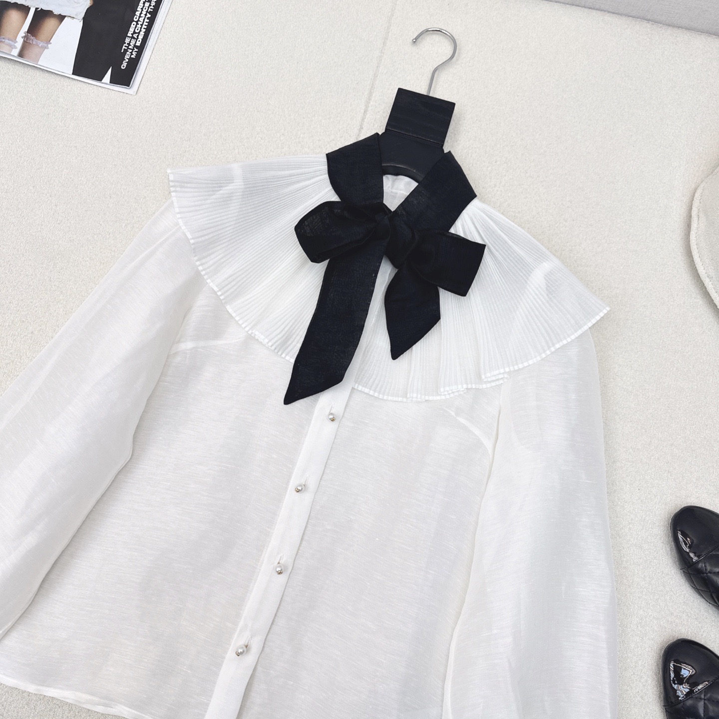Elegant Linen Cape Shirt with Contrast Tie - Resort Style Blouse 3 i1755276555658 6710 0 1