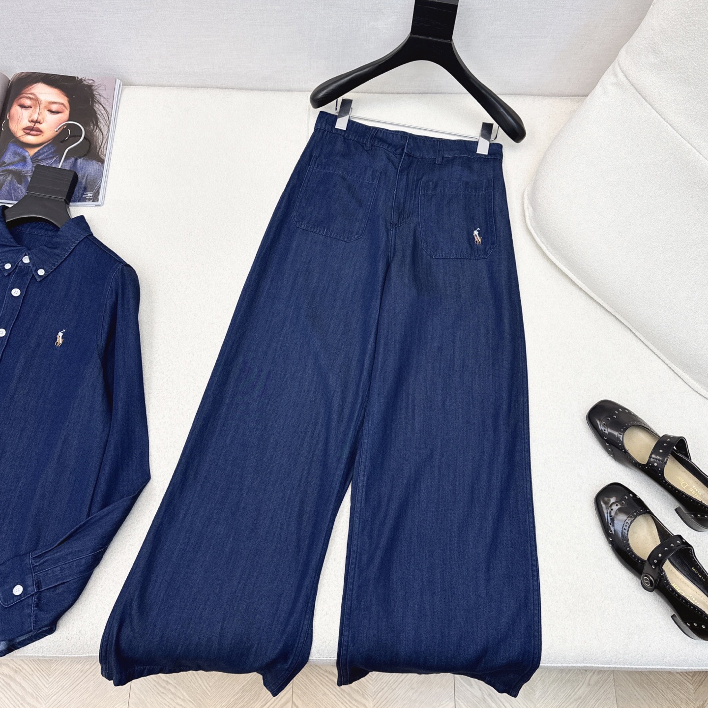 “Latest Classic Logo Embroidery Suit for Early Autumn: RL 25Ss Scab Dress + Barrel Pants” - 图片 1