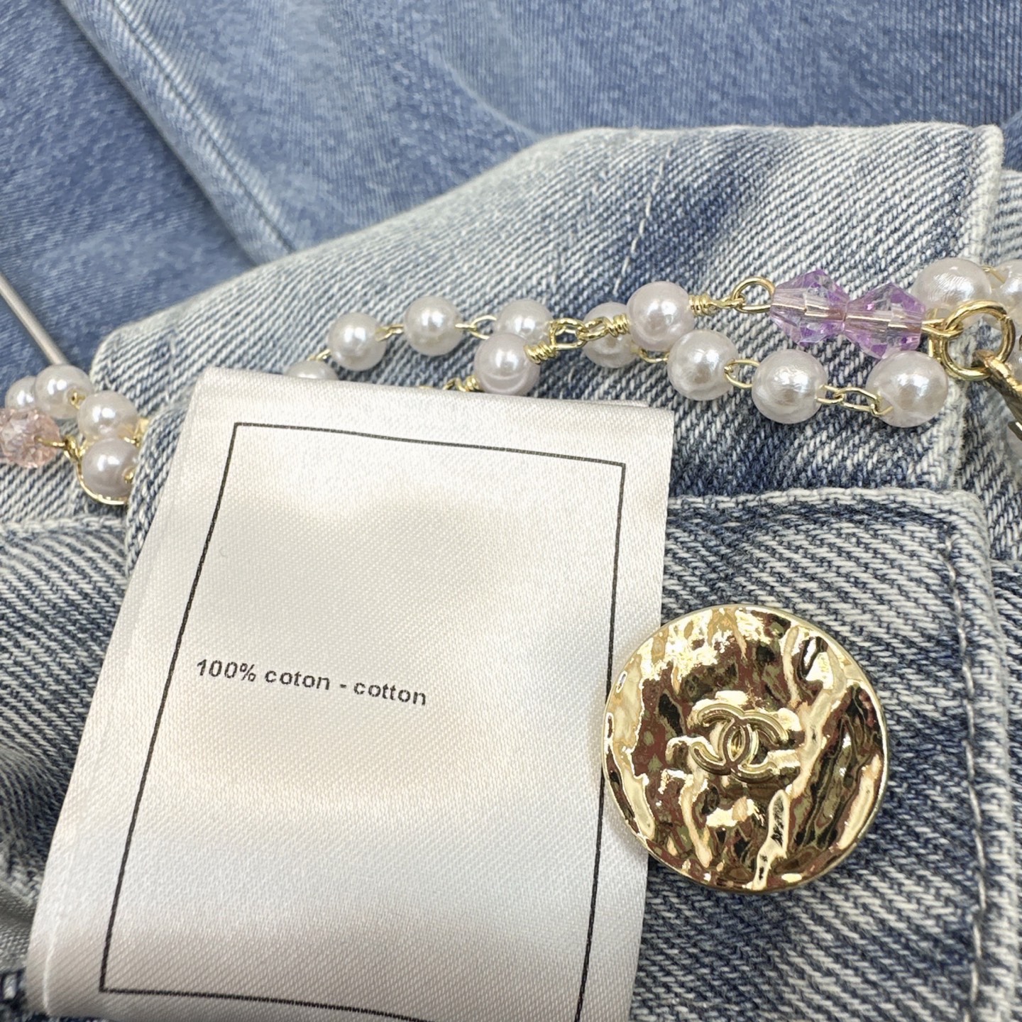 特价🉐️❗️黑色SML❗️不退不换❗️逆天大长腿设计 C家 25Ss————早秋最新款金属腰链装饰阔腿牛