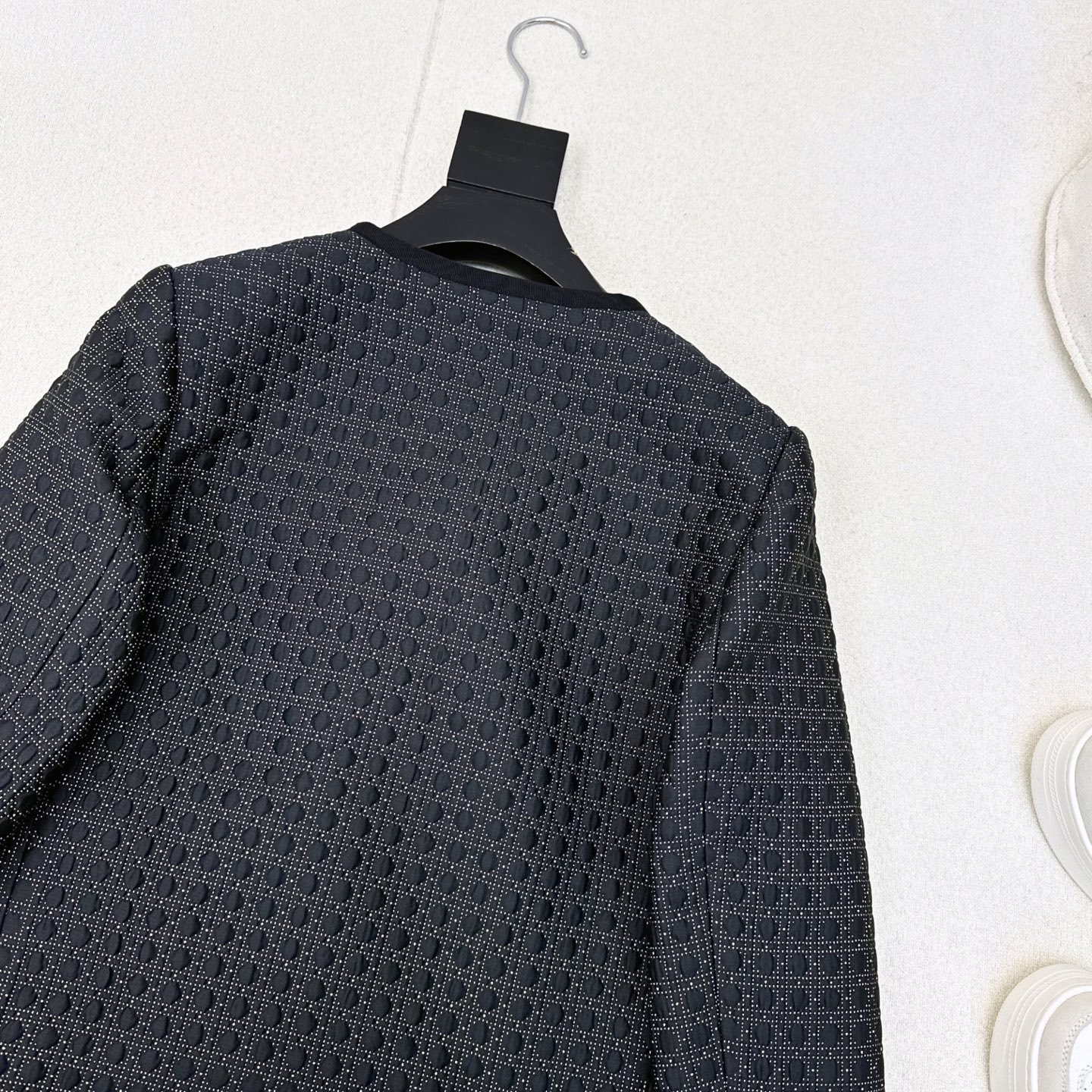 独家首发 CD 25Ss————秋冬最新款黑金戴妃藤格纹圆领夹克外套🖤yb定制金丝绗缝技术面料 珍珠扣点