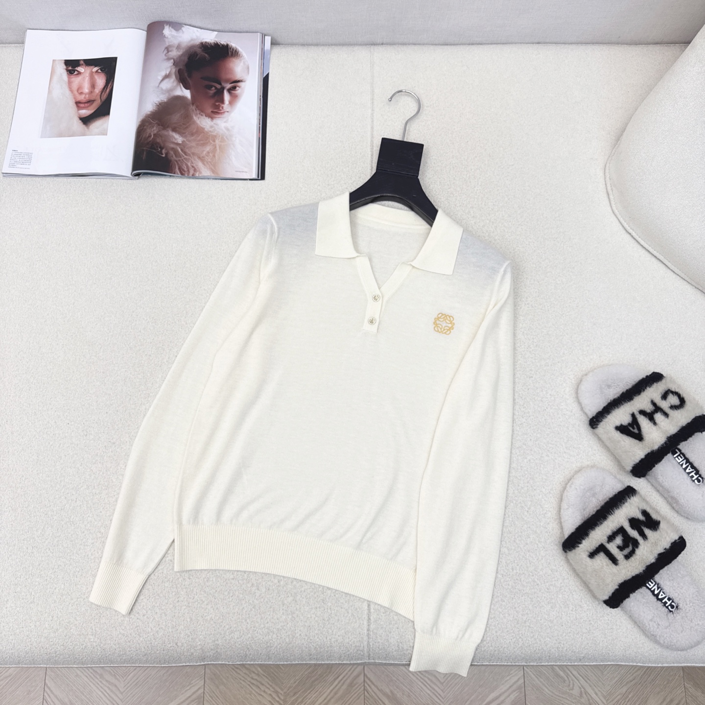 Loe 25Ss————早秋最新款logo刺绣羊毛上衣 🤍减龄学院风 敲实穿 单穿打底都OK 叠穿更加时